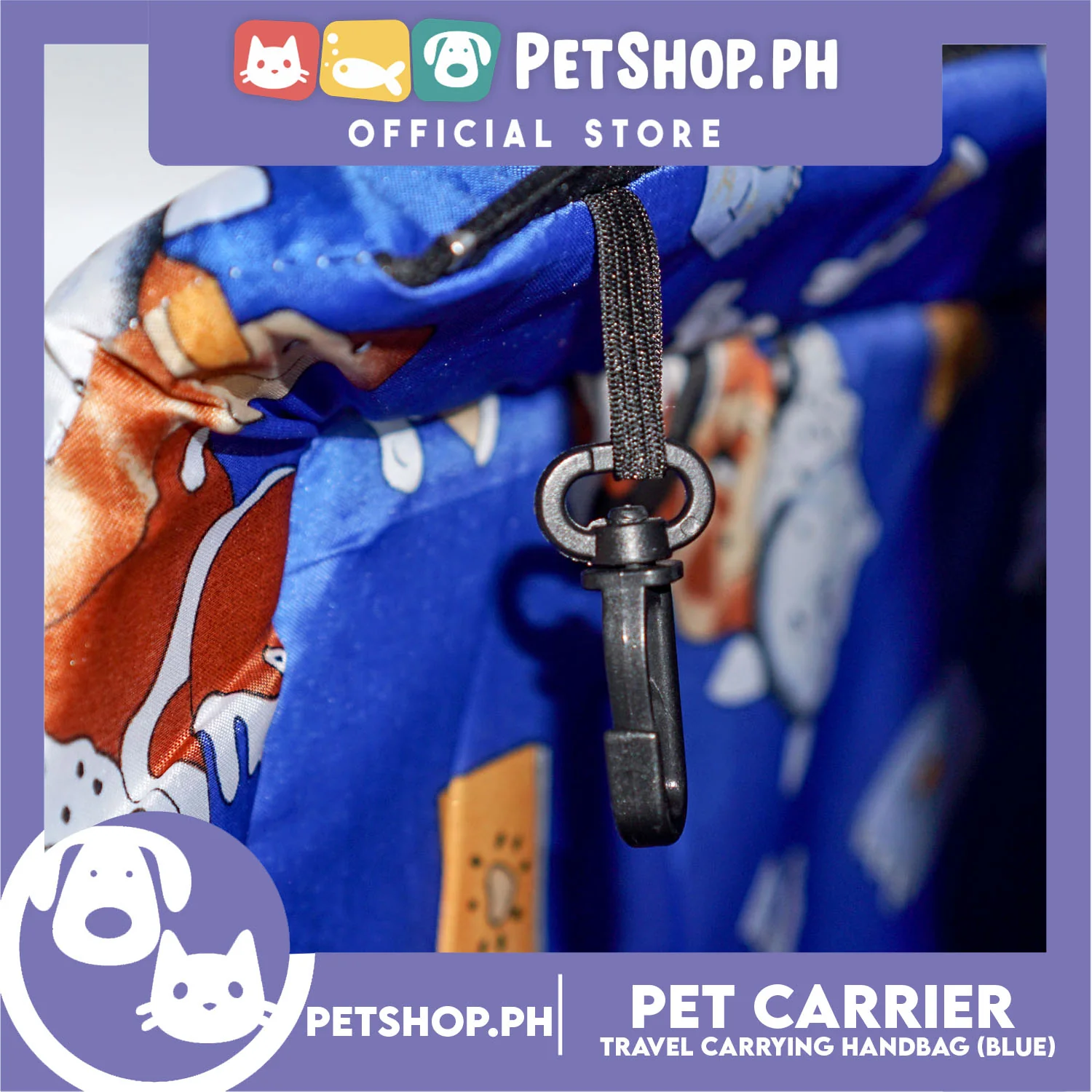 Pet Travel Handbag Carrier Dog Design Medium for Little Medium Dogs Puppy Cats (Blue) - Image 5