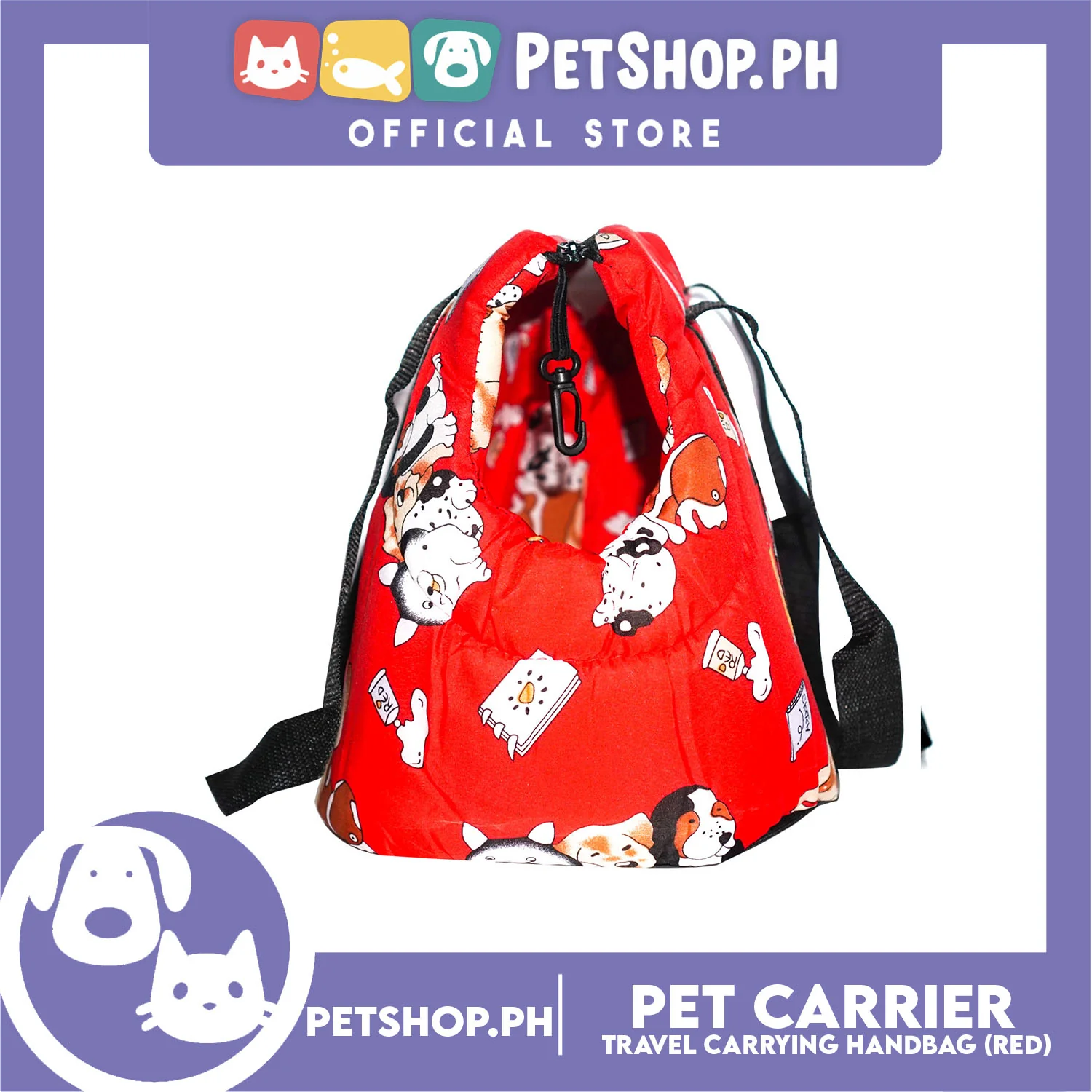 Pet Travel Handbag Carrier Dog Design Medium for Little Medium Dogs Puppy Cats (Red) - Image 3