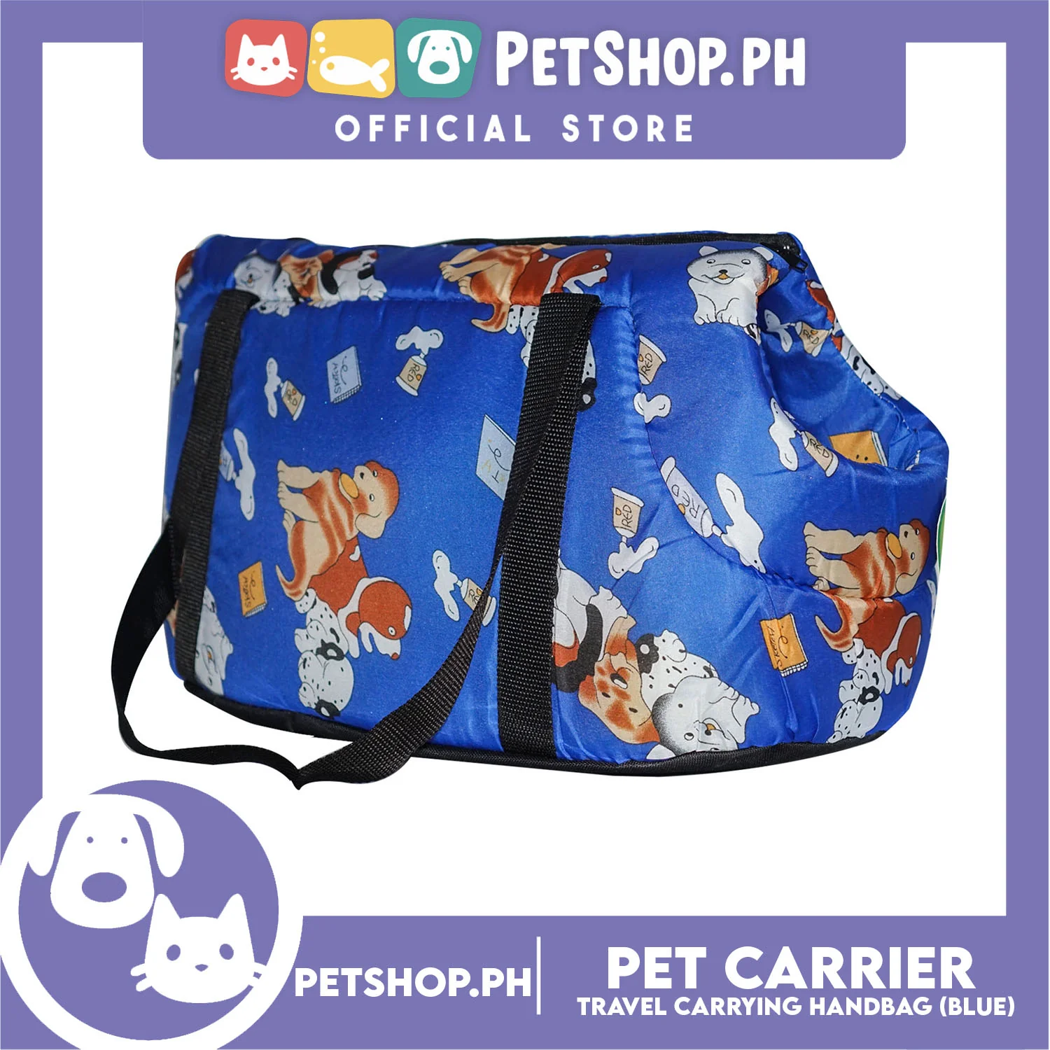 Pet Travel Handbag Carrier Dog Design Small for Little Medium Dogs Puppy Cats (Blue) - Image 2
