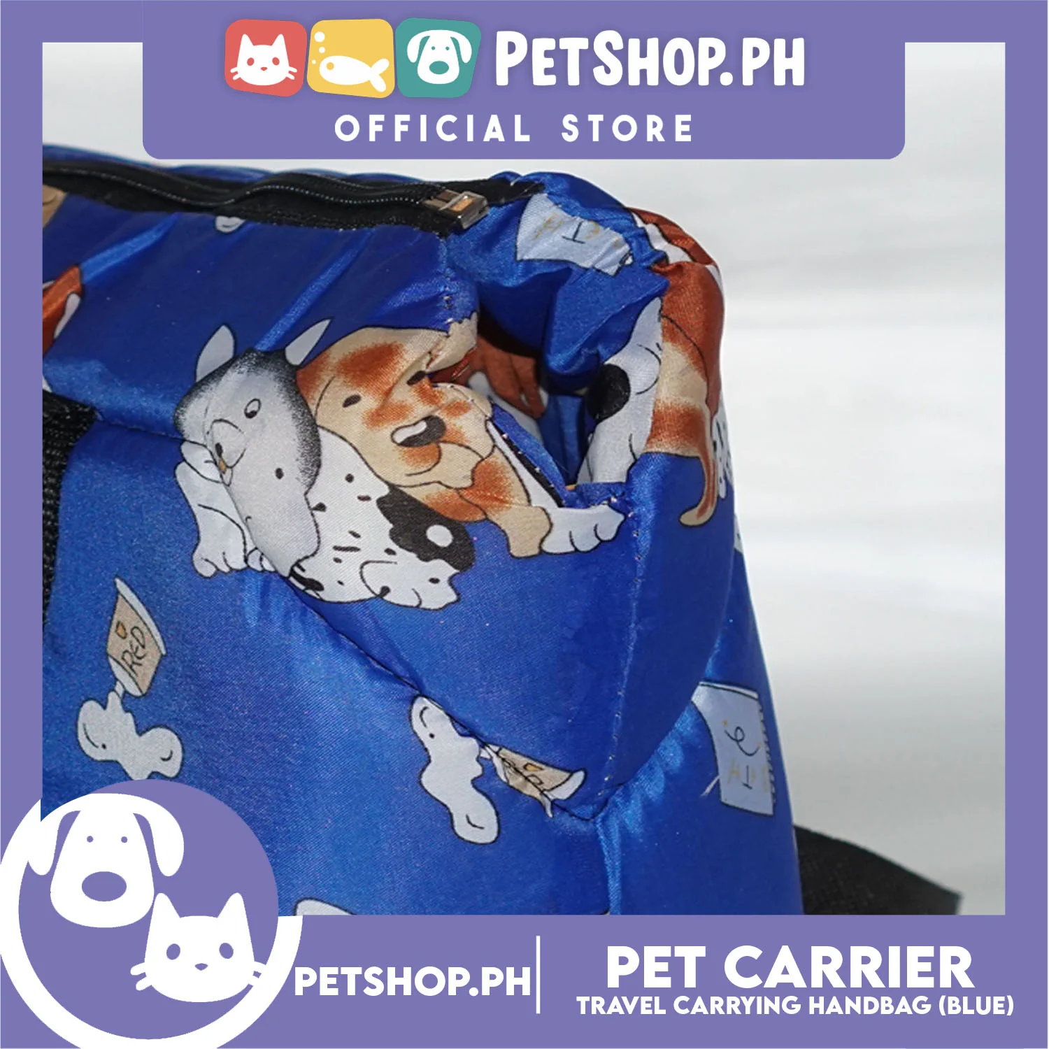 Pet Travel Handbag Carrier Dog Design Small for Little Medium Dogs Puppy Cats (Blue) - Image 4