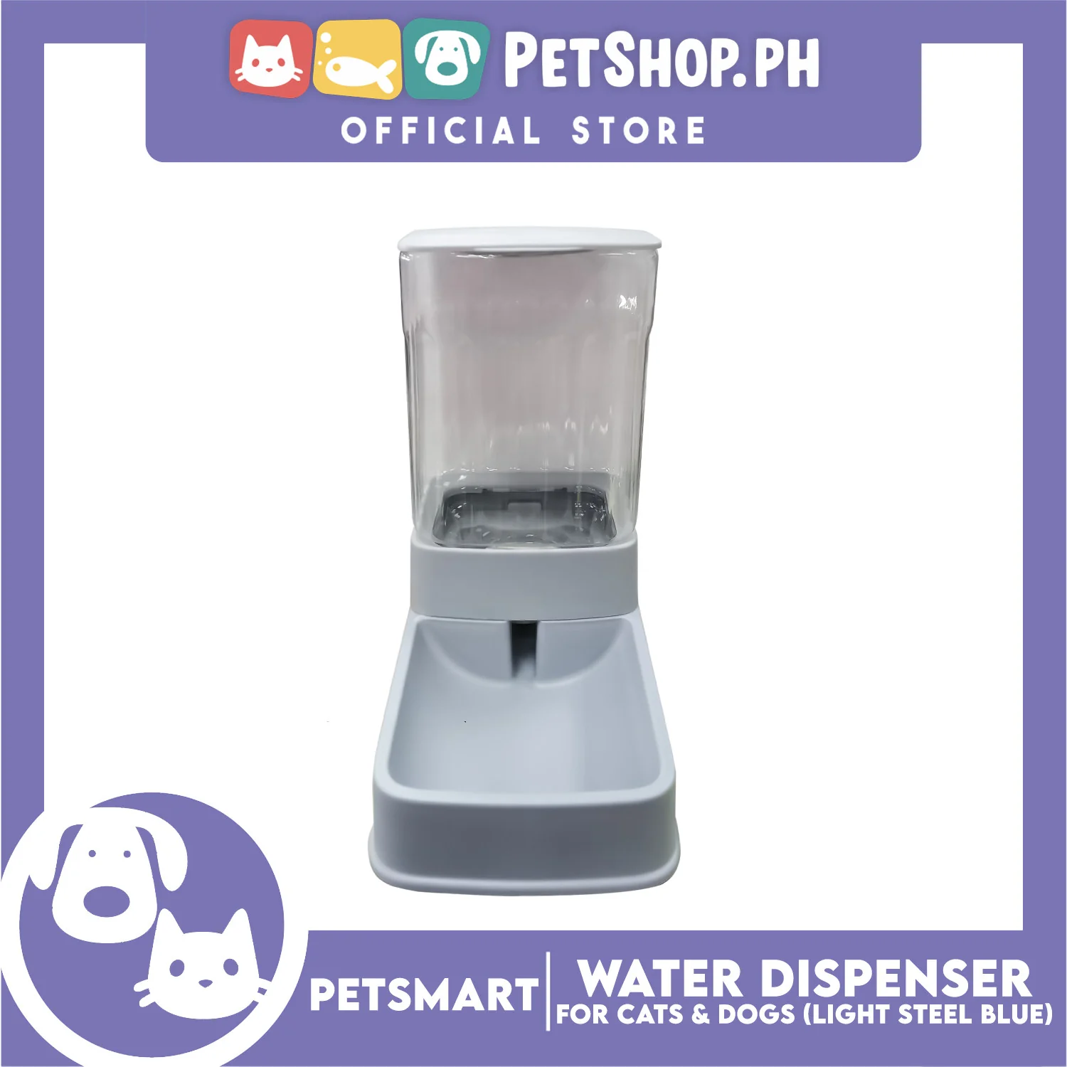 Pet Water Dispenser 3.5 Liters (Light Steel Blue) with Anti-Slip Rubber for Cats and Dogs - Image 2