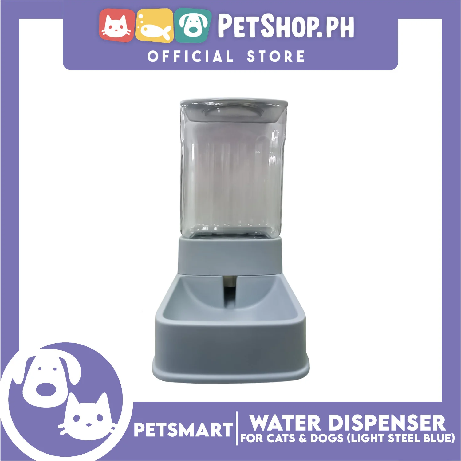 Pet Water Dispenser 3.5 Liters (Light Steel Blue) with Anti-Slip Rubber for Cats and Dogs - Image 5