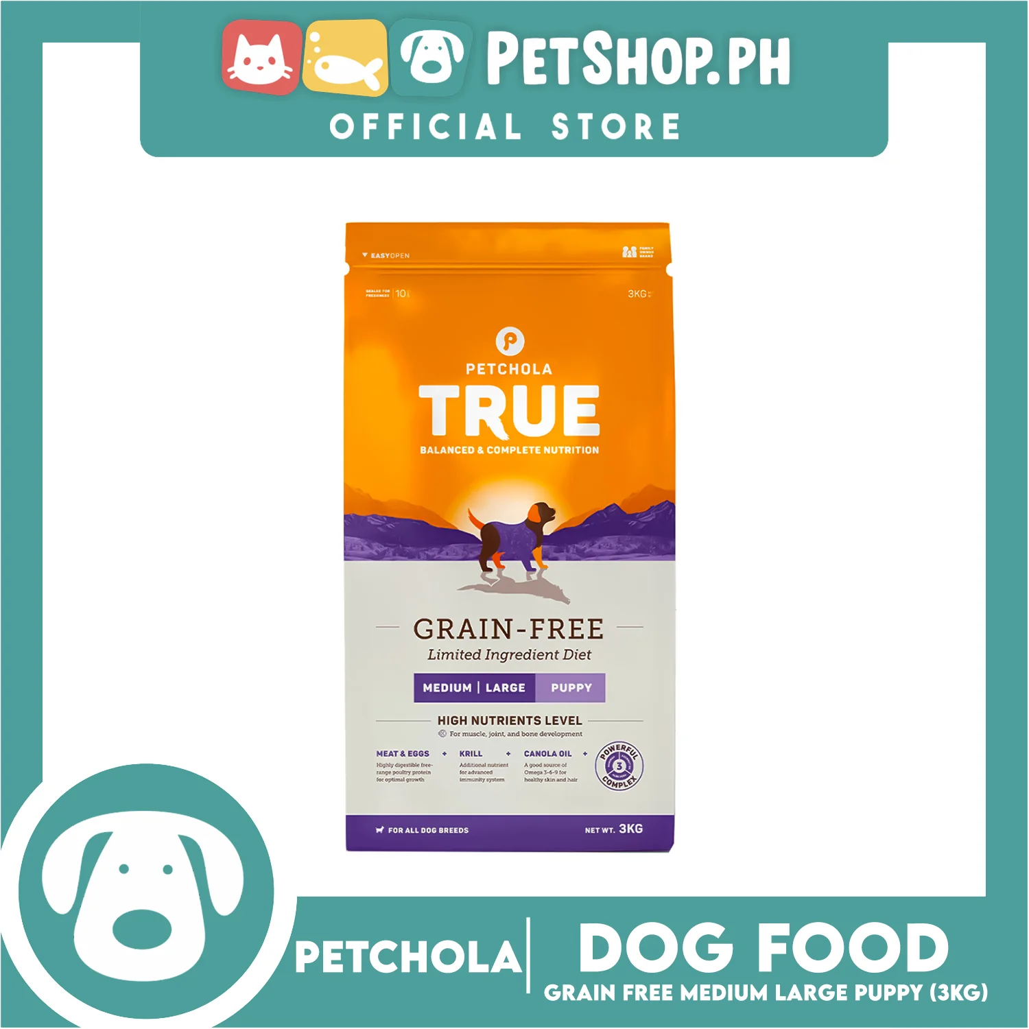 Petchola True Balanced and Complete Nutrition, Grain-Free Dry Dog Food for Puppy (3kg) - Image 3