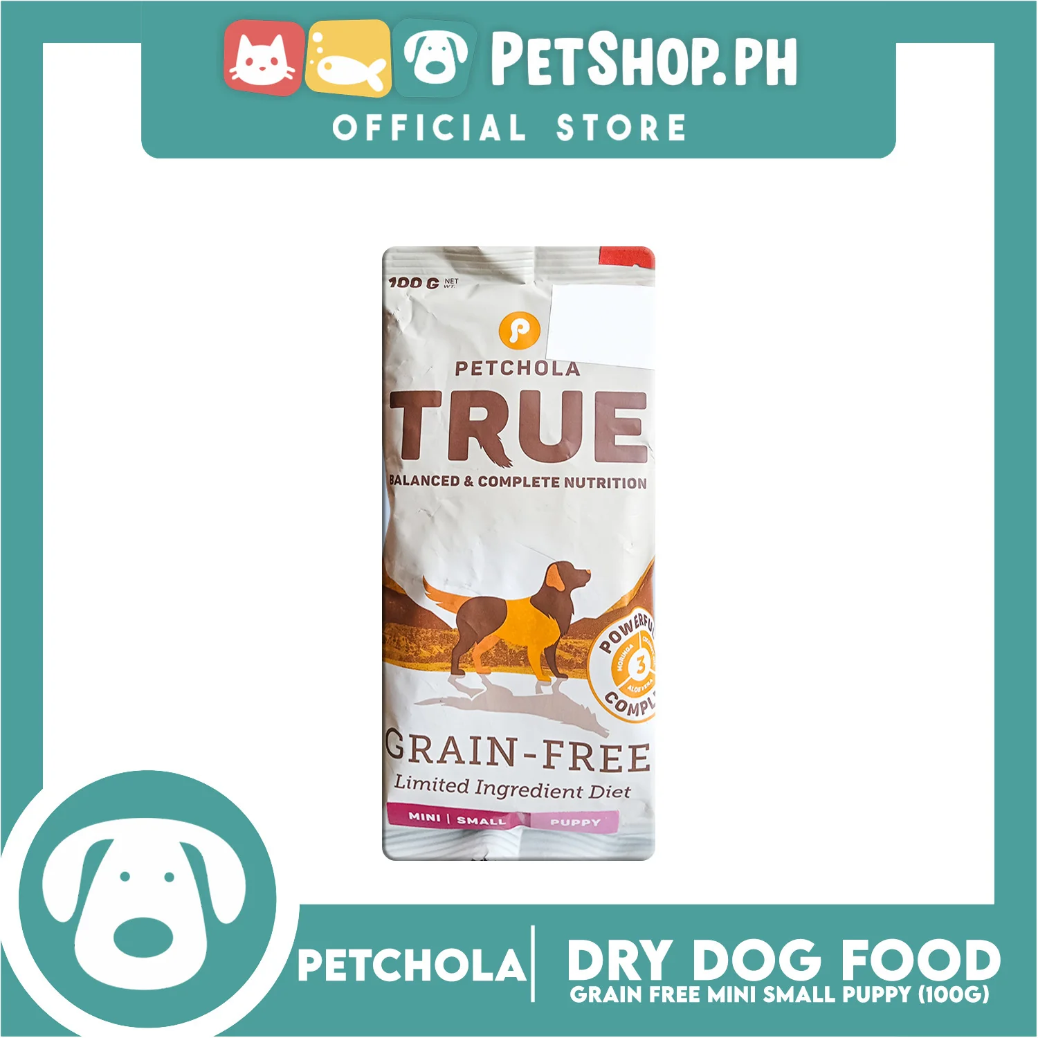 Petchola True Grain Free Dry Dog Food Mini / Small Puppy 100g - Image 2
