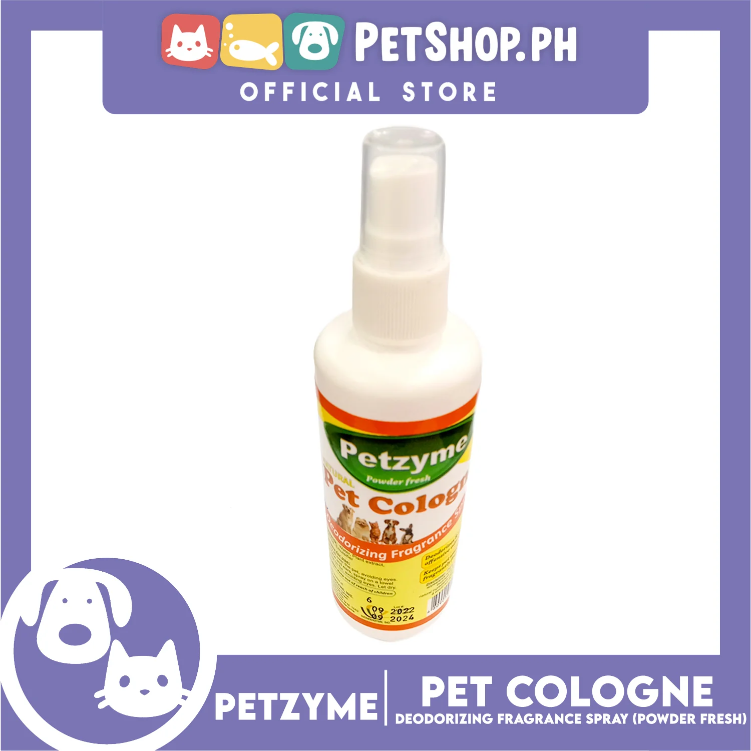 Petzyme Natural Pet Cologne 100ml Deodorizing Fragrance Pets Spray - Image 2
