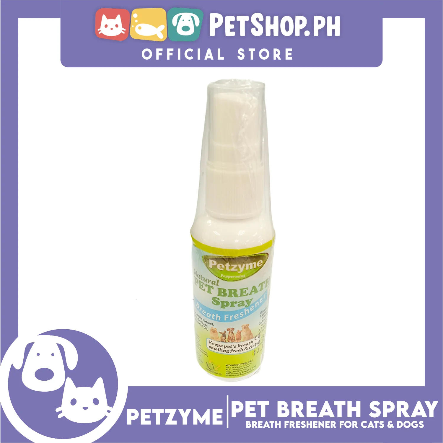 Petzyme Peppermint Natural Pet Breath Spray (Breath Freshener) 50ml - Image 2