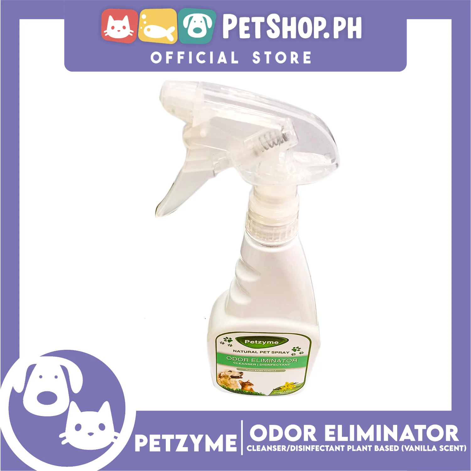 Petzyme Pet 3 in 1 Spray 500ml (Vanilla Scent) Natural Pet Spray, Odor Eliminator, Cleanser, Disinfectant Pets Spray - Image 2