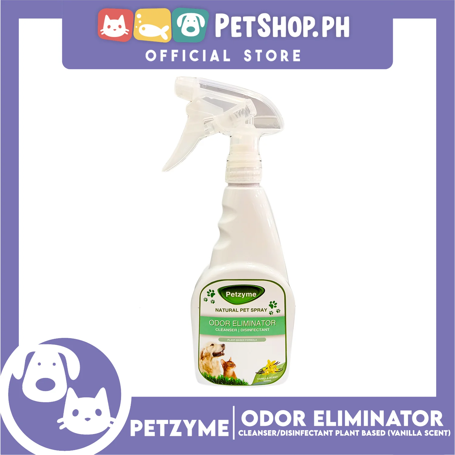 Petzyme Pet 3 in 1 Spray 500ml (Vanilla Scent) Natural Pet Spray, Odor Eliminator, Cleanser, Disinfectant Pets Spray - Image 3