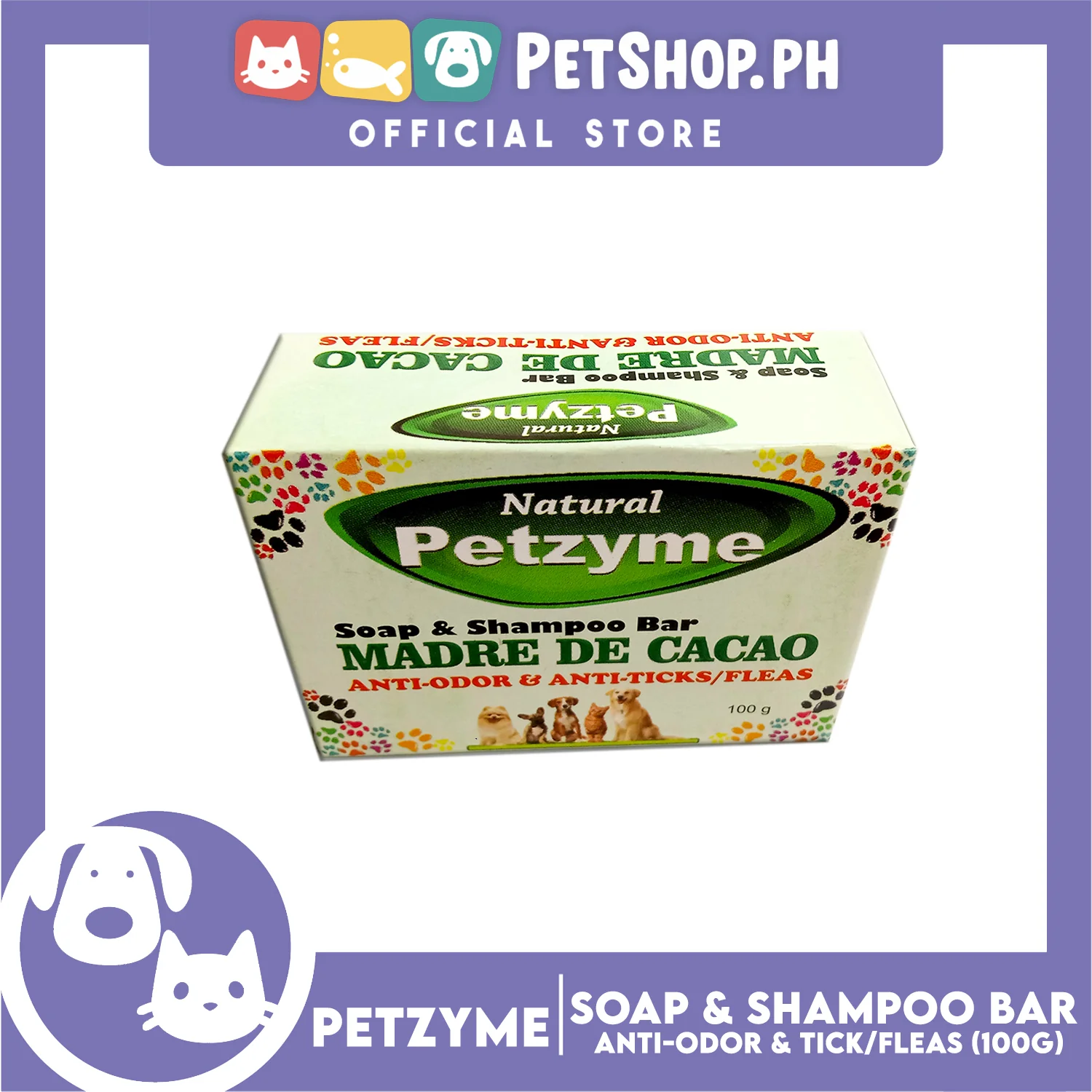 Petzyme Soap And Shampoo Bar Madre De Cacao 100g Anti-Odor And Anti-Ticks Fleas, Pets Soap - Image 3