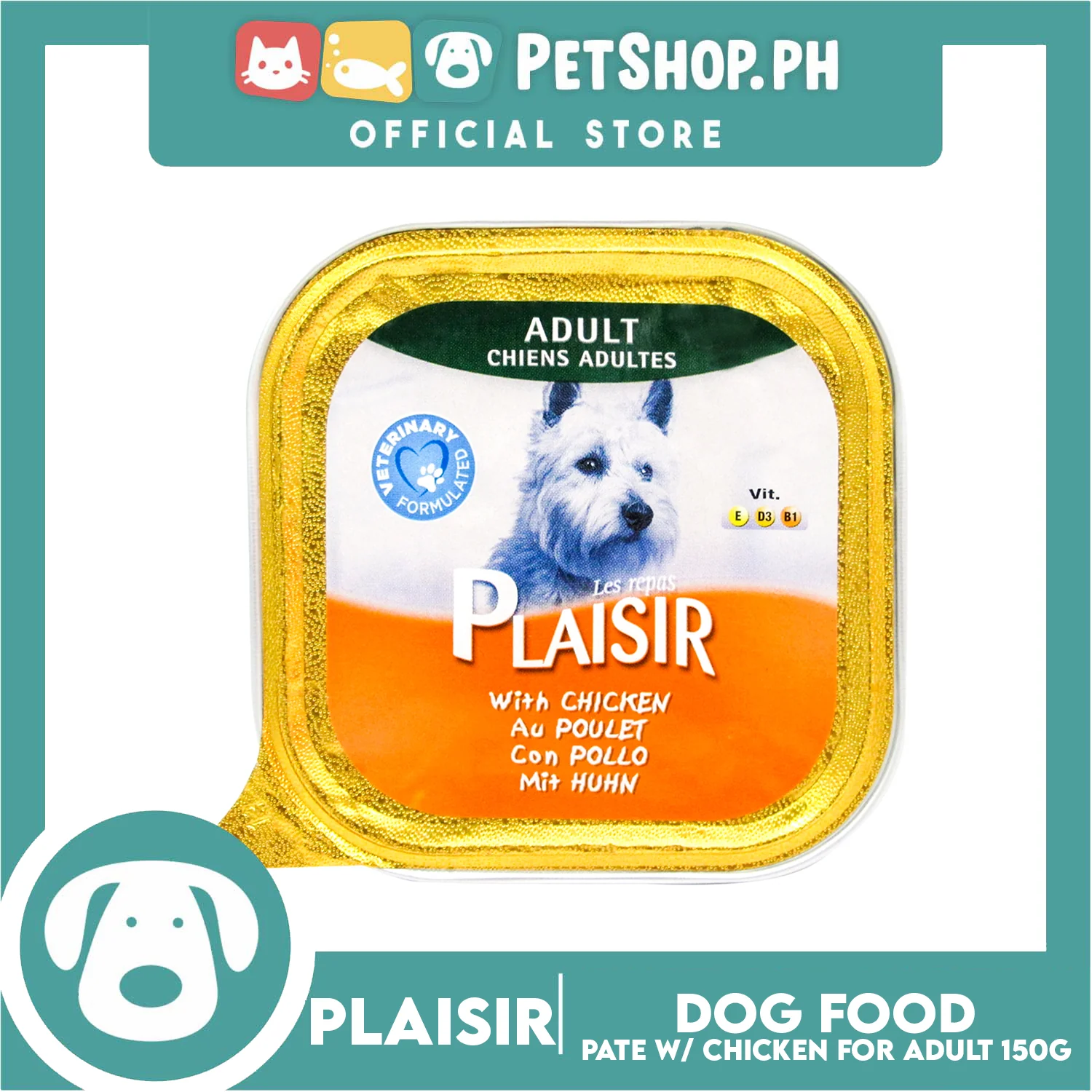 Plaisir Pate With Chicken 150g Dog Wet Food For Adult
