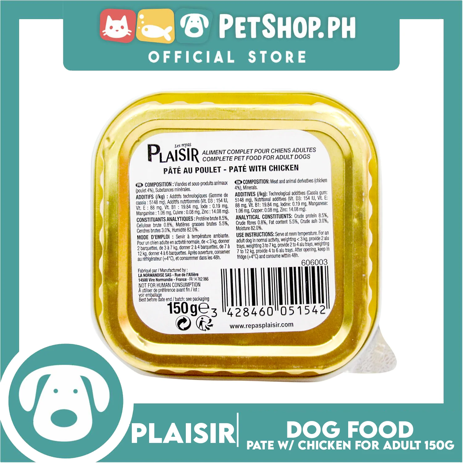 Plaisir Pate With Chicken 150g Dog Wet Food For Adult - Image 2