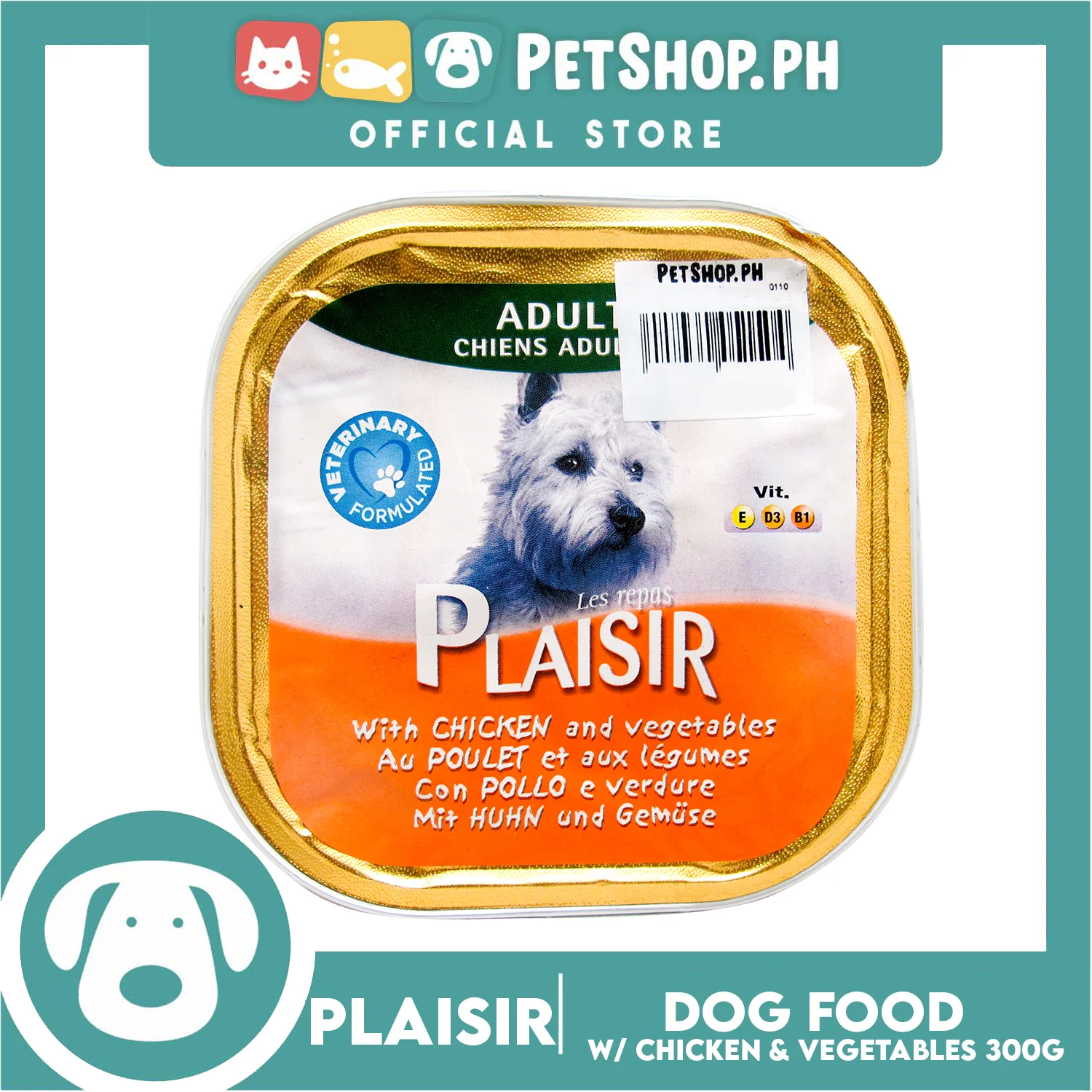 Plaisir Pate With Chicken And Vegetables 300g Dog Wet Food For Adult