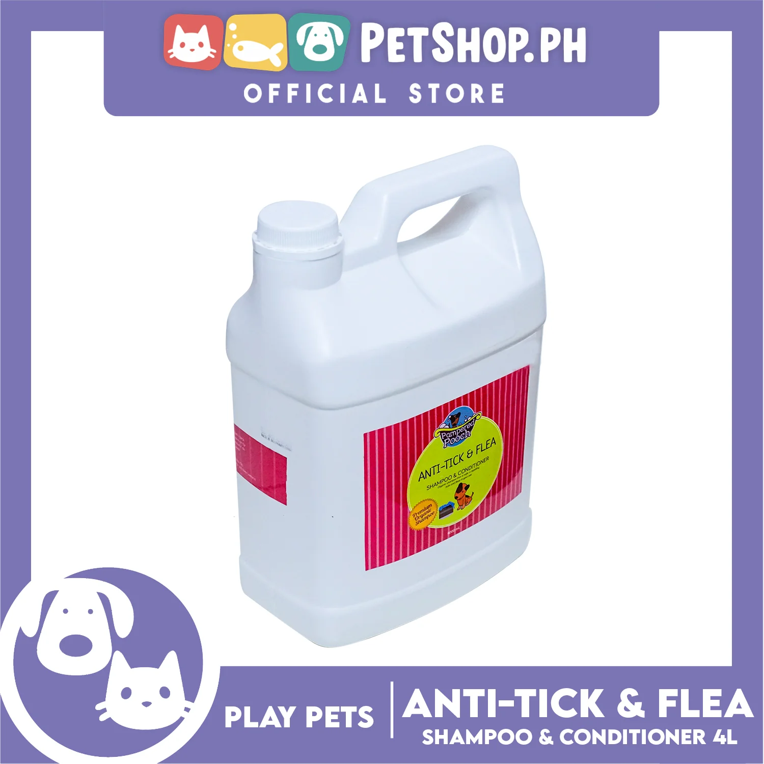 Play Pets Pampered Pooch Anti-Tick And Flea Shampoo And Conditioner 4000ml Premium Organic, Safe Repelling Ticks And Fleas In Your Pets - Image 2