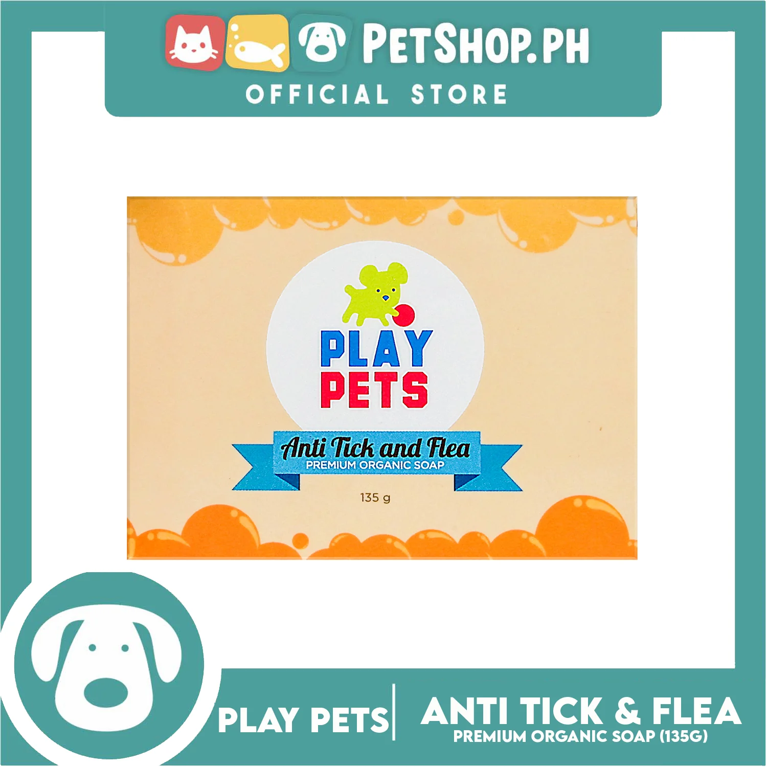 Play Pets Premium Organic Soap 135g (Anti-Tick and Flea) Dog Soap - Image 3