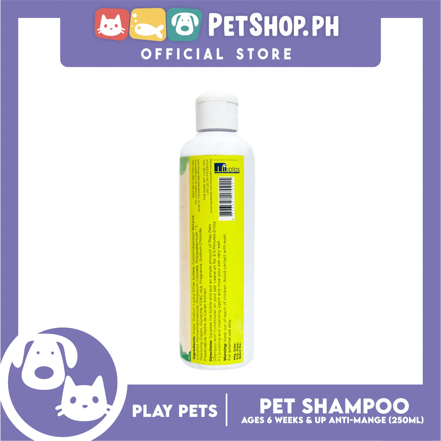 Play Pets Shampoo and Conditioner 250ml For All Types Of Dogs And Cats (Anti-Mange) - Image 4