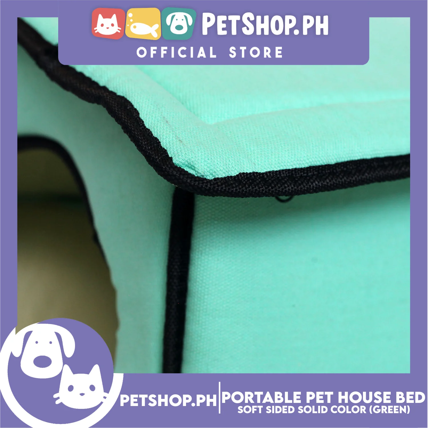 Portable Pet House Bed With Soft Sided Solid Color 25x31x32cm Small (Mint Green) - Image 5