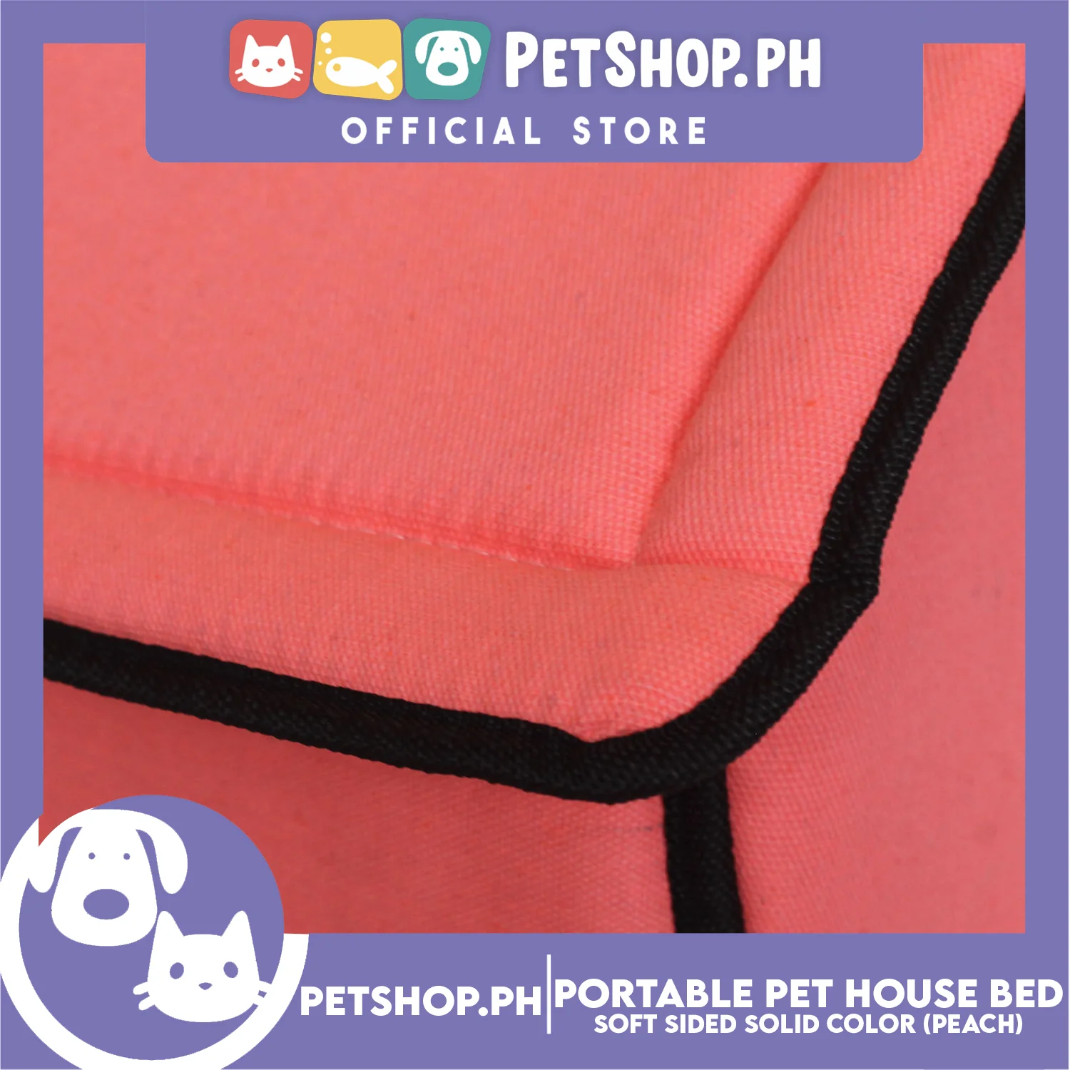 Portable Pet House Bed With Soft Sided Solid Color 30x33x32cm Medium (Peach) - Image 4