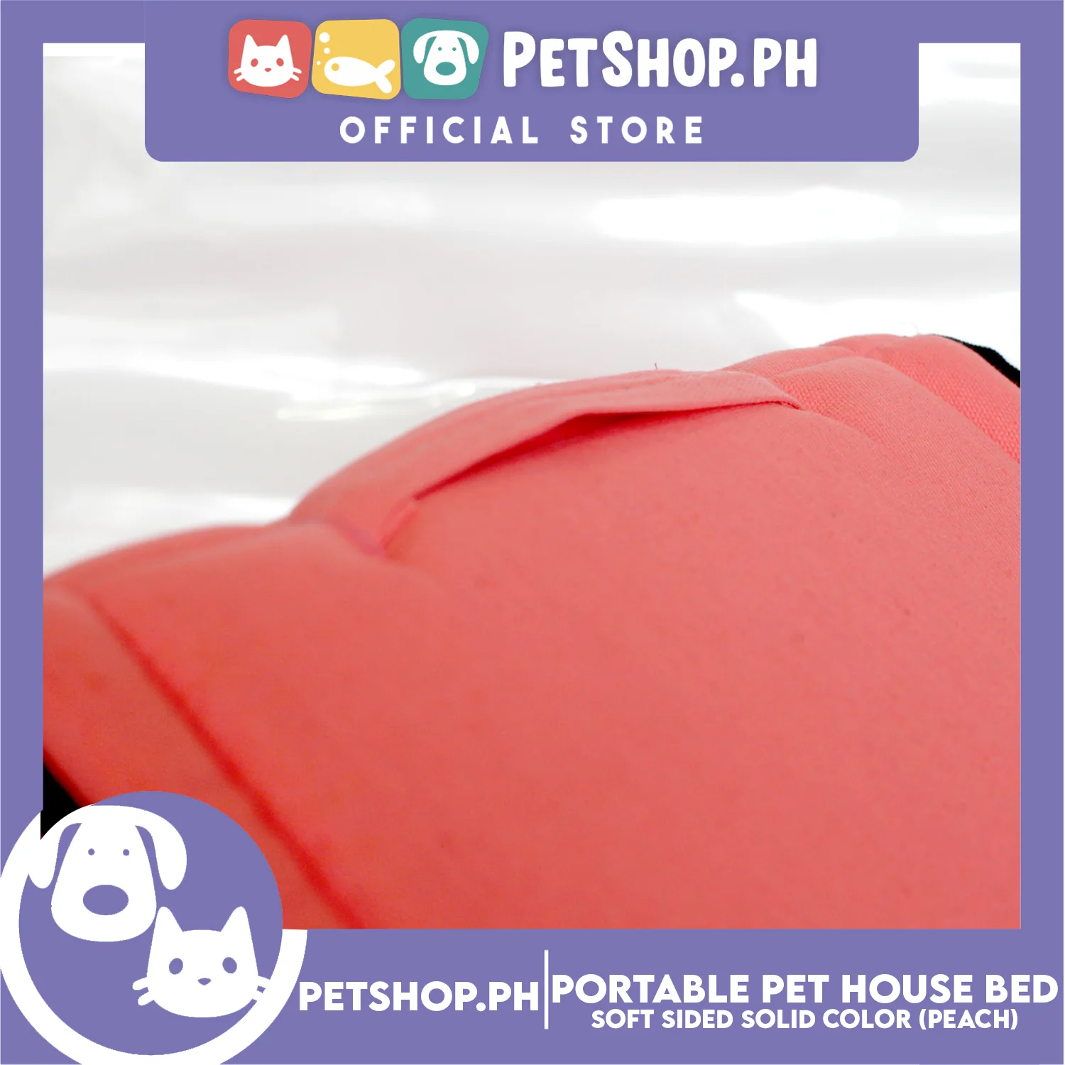 Portable Pet House Bed With Soft Sided Solid Color 30x33x32cm Medium (Peach) - Image 5