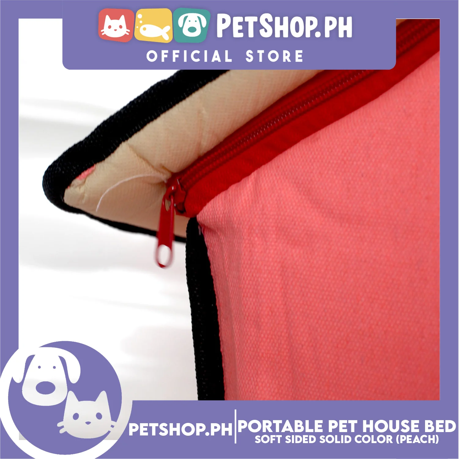 Portable Pet House Bed With Soft Sided Solid Color 30x33x32cm Medium (Peach) - Image 6