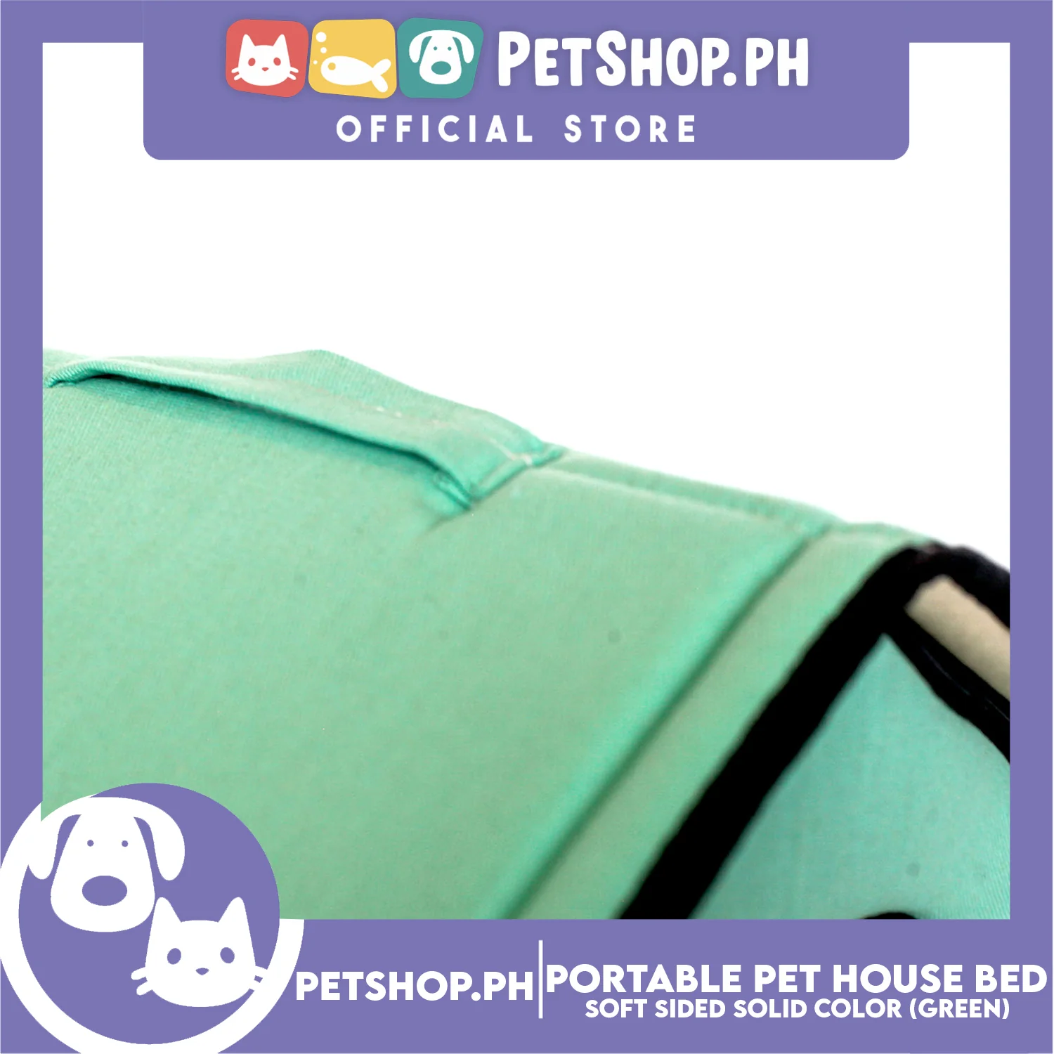 Portable Pet House Bed With Soft Sided Solid Color 35x39x43cm Large (Mint Green) - Image 6