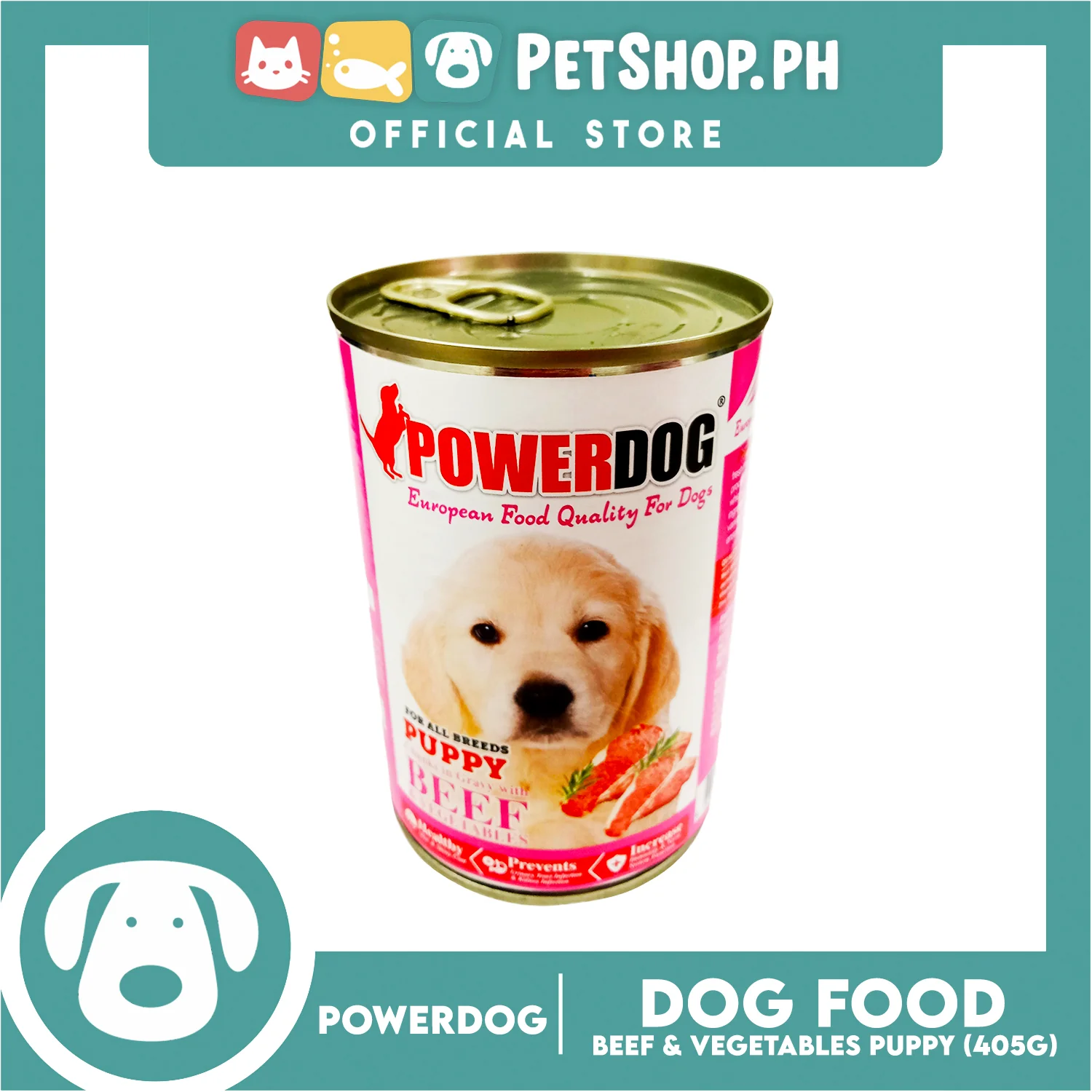 PowerDog Beef and Vegetables for All Breeds Puppy 405g Wet Canned Dog Food - Image 2