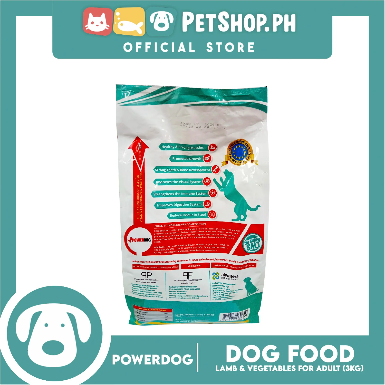 PowerDog Lamb and Vegetables for All Breeds Adult 3kgs Dry Dog Food - Image 2