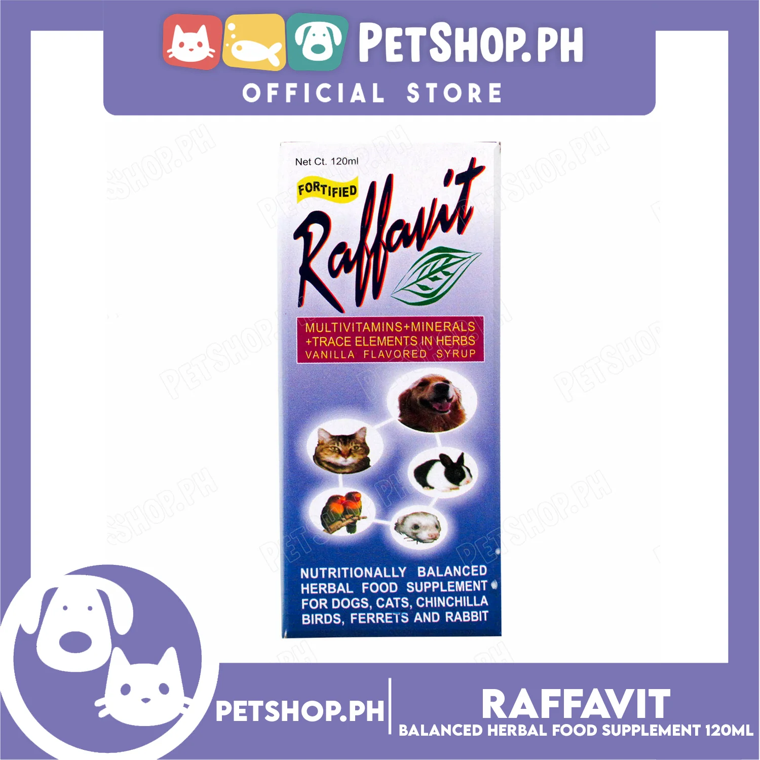 Raffavit Multivitamins + Minerals Vanilla Flavored Syrup 120ml Food Supplement for Dogs, Cats and Small Pets - Image 3