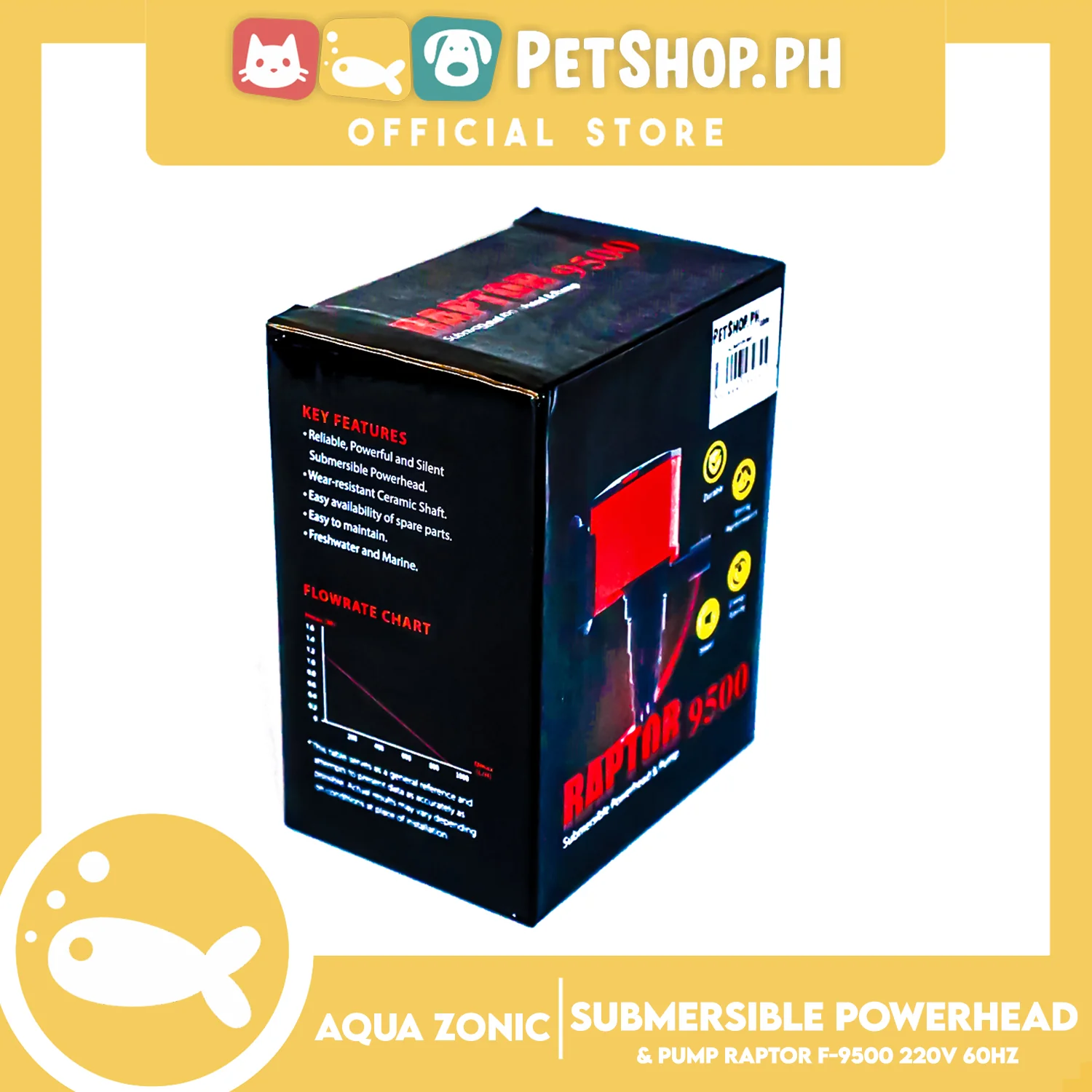 Raptor F-9500 Submersible Filter 10W, Max Flow 950, Max Height 1.20, 220V-240V 60Hz, Durable, Silent, Energy Saving And Strong Performance Fish Tank Filter - Image 3