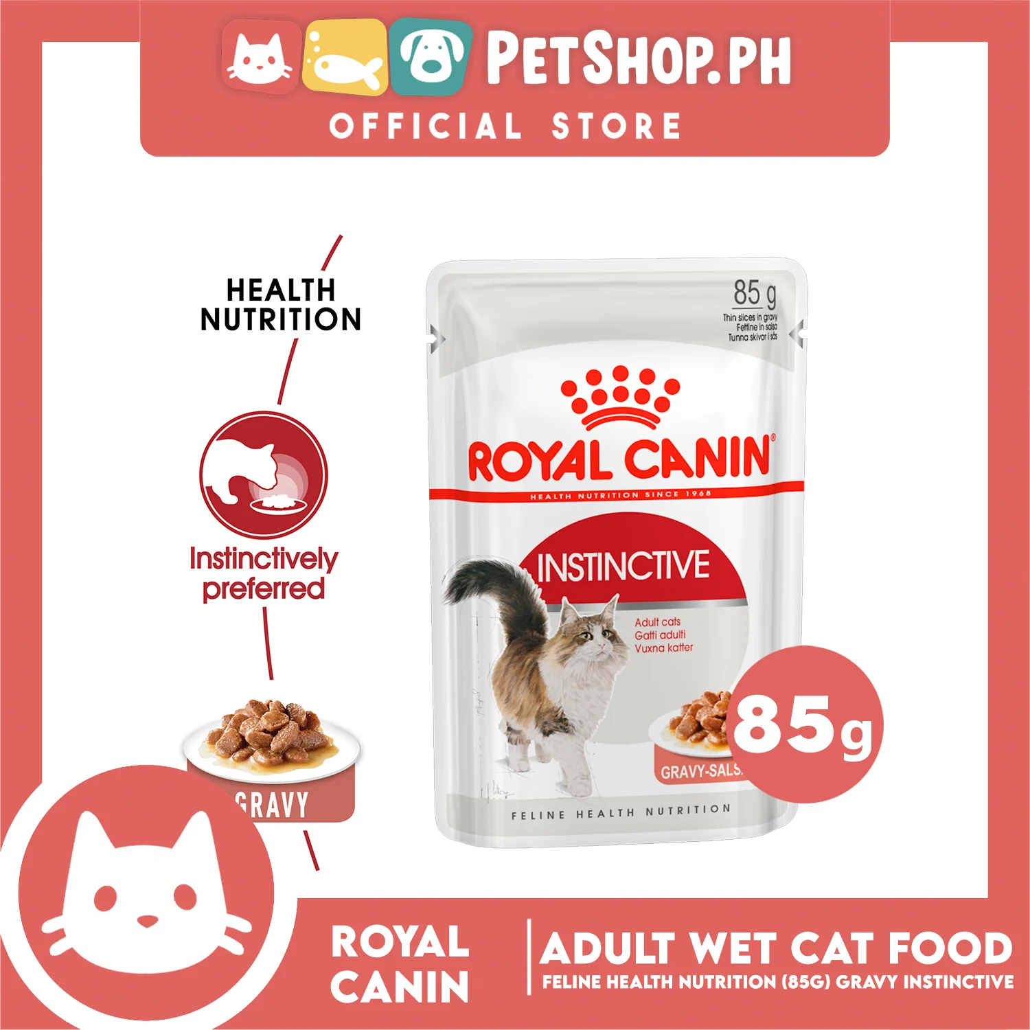 Royal Canin Instinctive Gravy (85g) Adult Wet Cat Food - Feline Health Nutrition