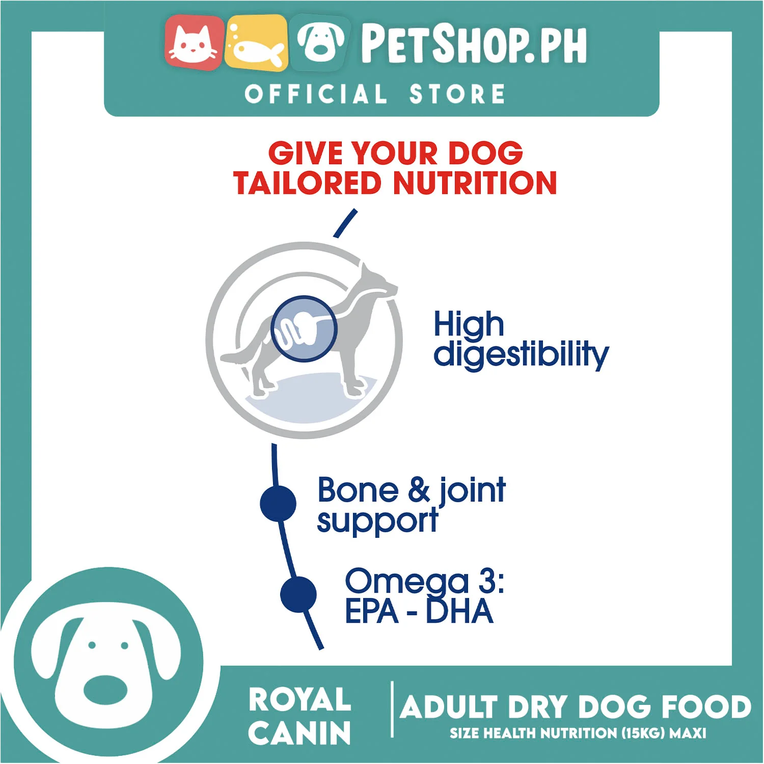Royal Canin Maxi Adult Dry (15kg) Dog Food - Size Health Nutrition - Image 3