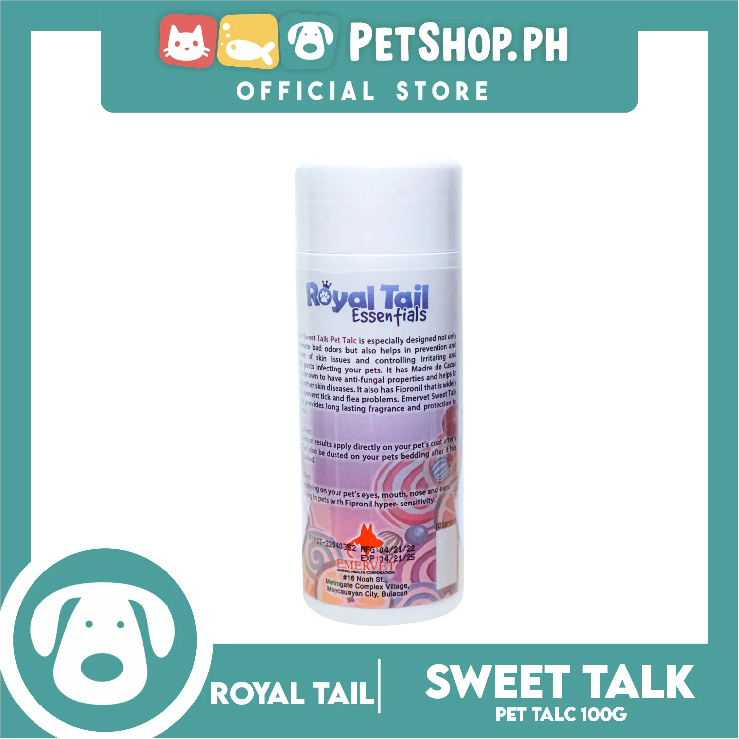 Royal Tail Essentials Pet Talc 100g (Anti Fungal Powder) Sweet Talk - Image 2