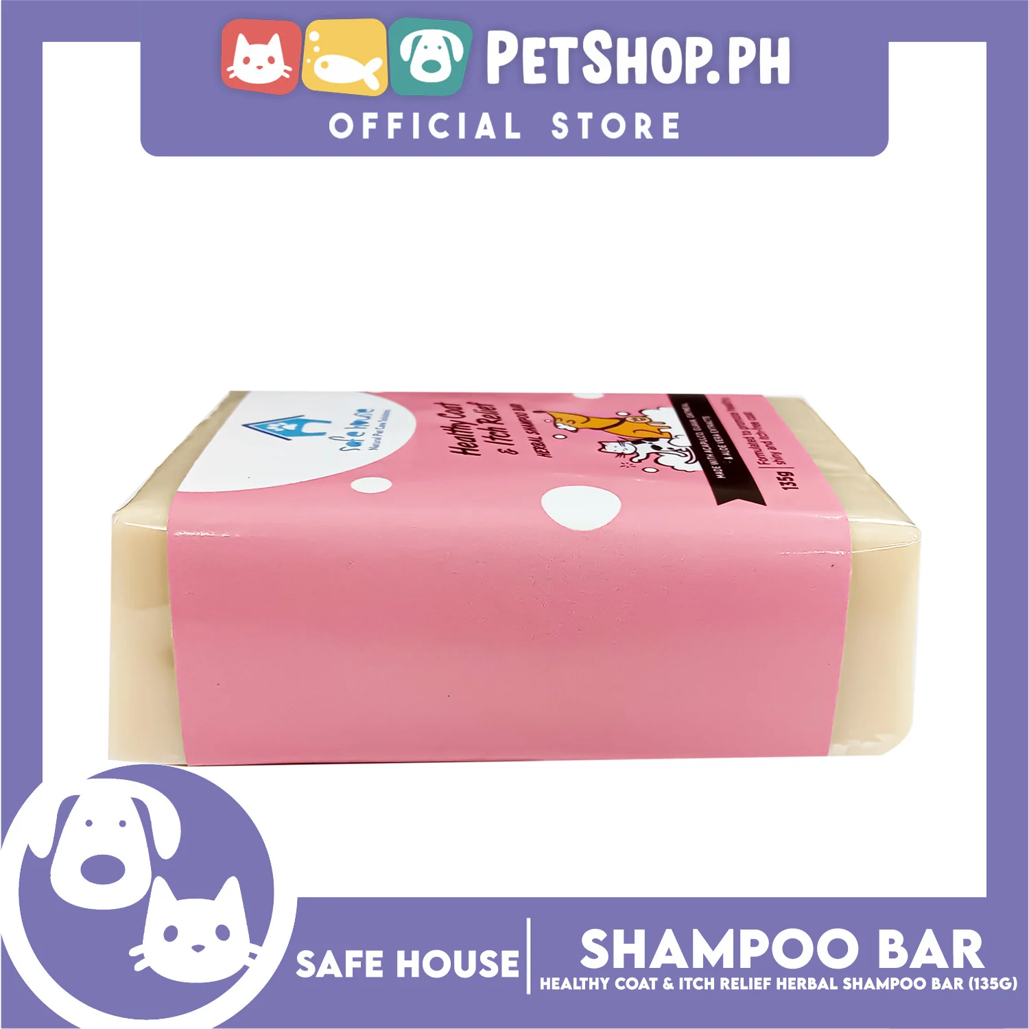 Safe House Natural Pet Care Solutions Herbal Shampoo Bar 135g (Healthy Coat and Itch Relief) - Image 3