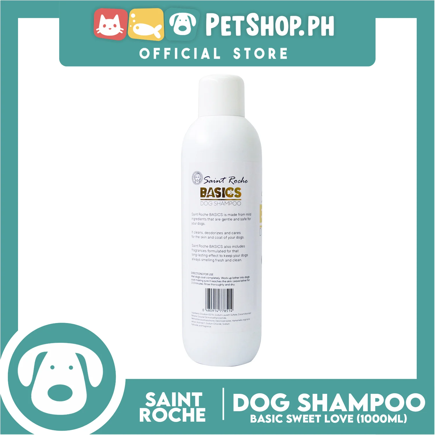 Saint Roche Basics (Sweet Love) 1 Liter Dog Shampoo - Image 3