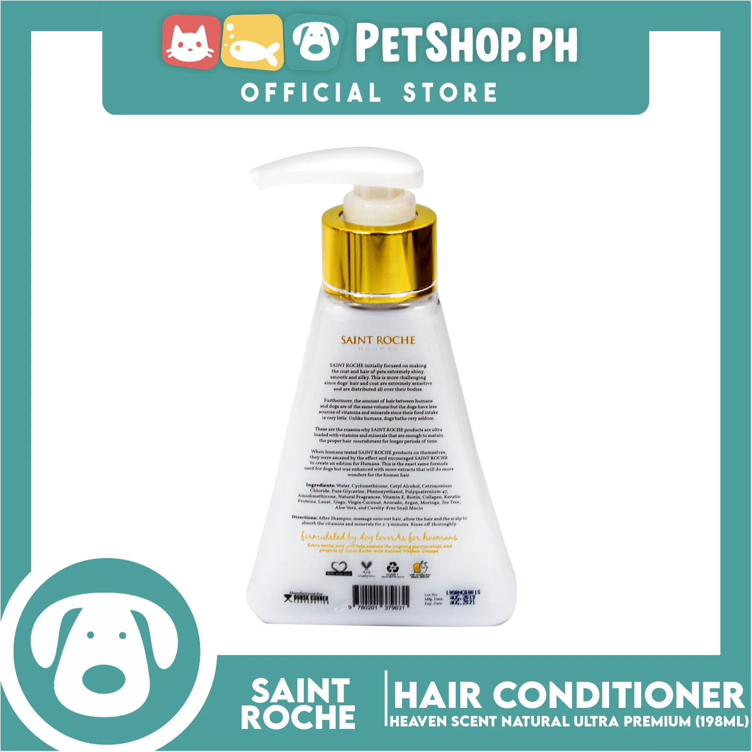 Saint Roche Hooman Natural Ultra Premium Conditioner (Heaven Scent) 198ml For The Skin and Coat of Your Dogs - Image 3