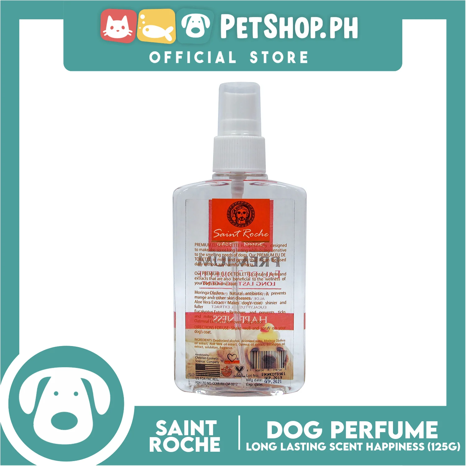 Saint Roche Premium Eu De Toilette Scent (Happiness) 125ml Perfume for Your Dogs - Image 2