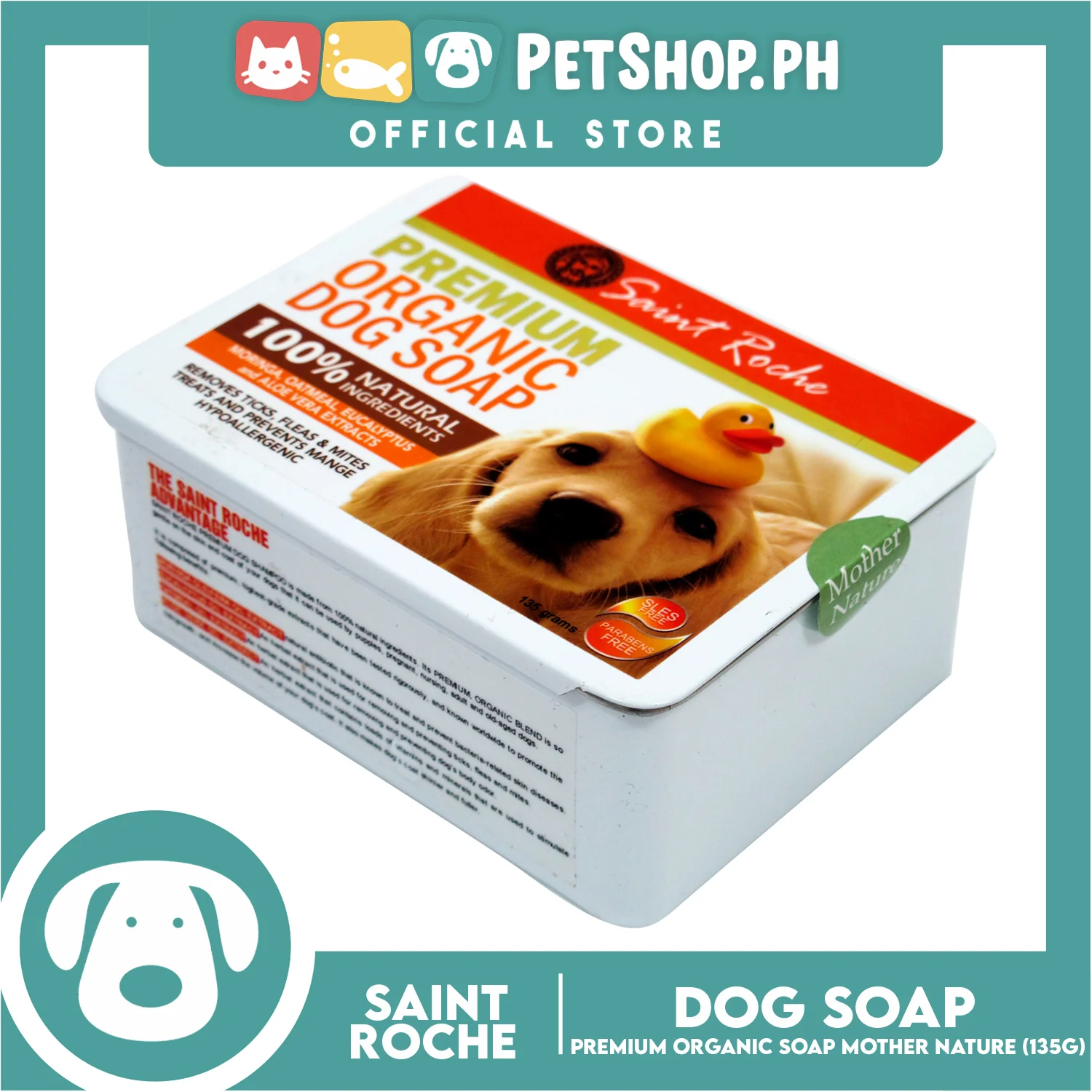 Saint Roche Premium Organic Soap (Mother Nature Scent) 135g Dog Soap - Image 3