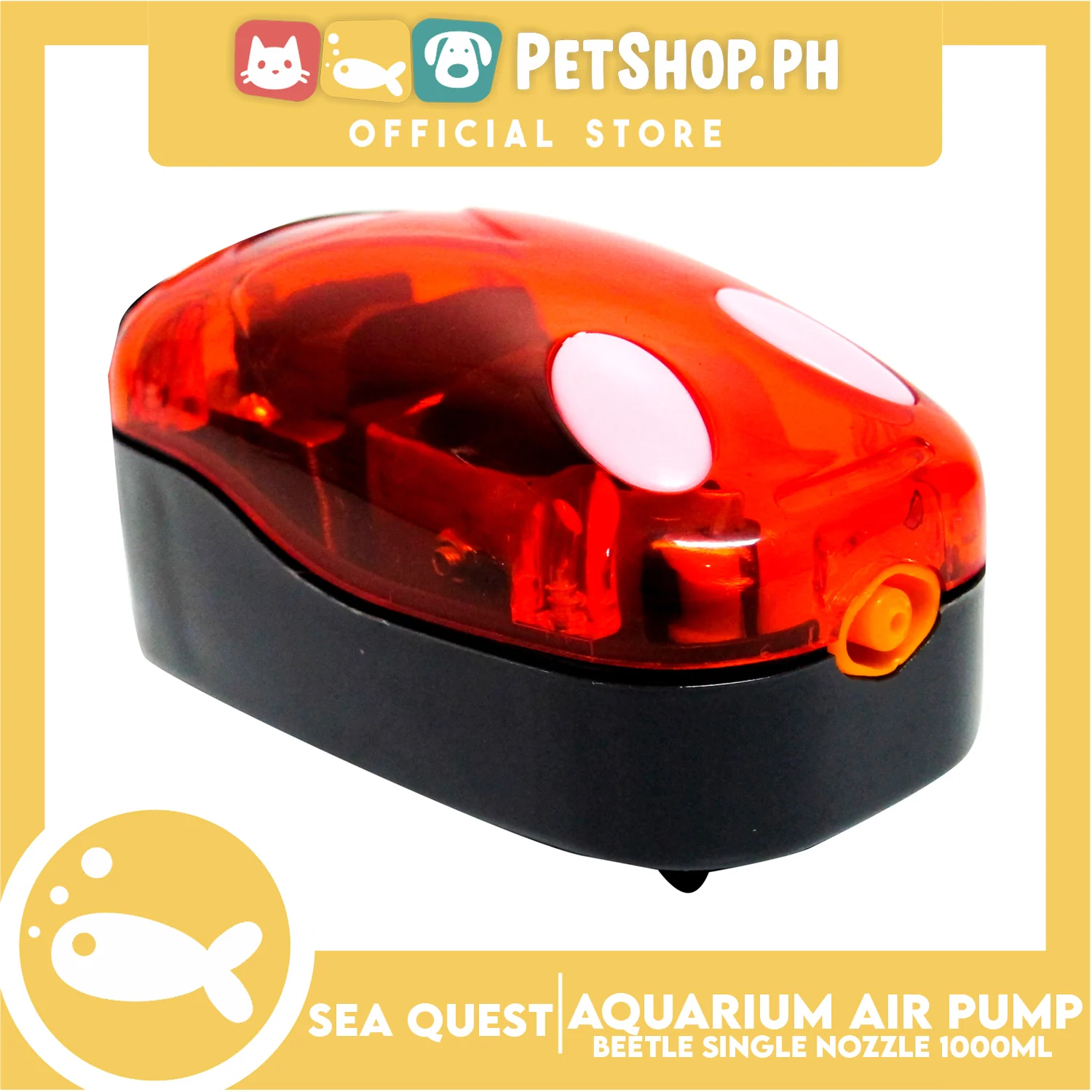 Sea Quest Beetle Aquarium Air Pump Single Nozzle (Red) - Image 4
