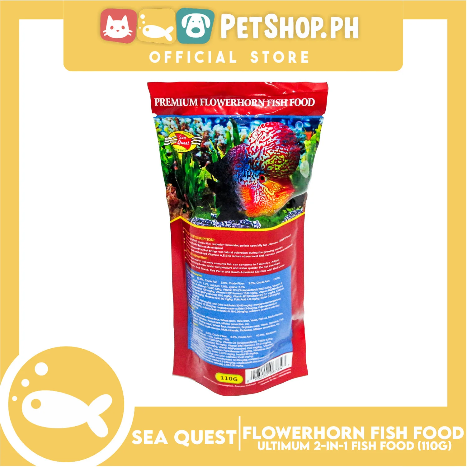 Sea Quest Flowerhorn Food 110G - Image 2