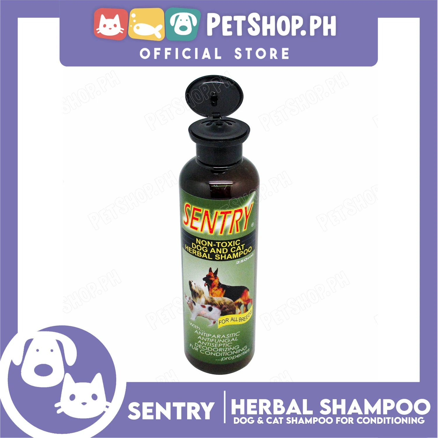 Sentry Non-Toxic Dog And Cat Herbal Shampoo 250ml Anti-Parasitic, Anti-Fungal, Anti-Septic, Deorizing Fur Conditioning For Dog And Cat Grooming - Image 3