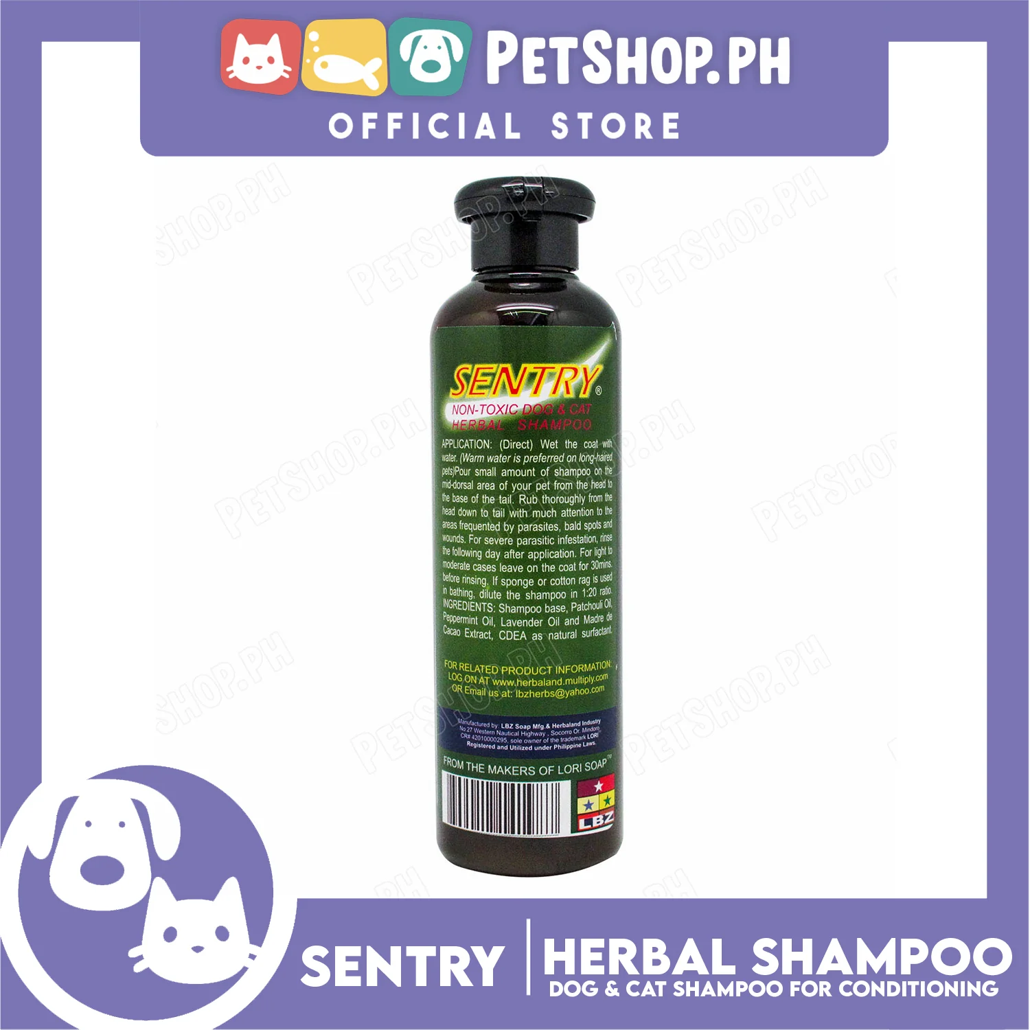 Sentry Non-Toxic Dog And Cat Herbal Shampoo 250ml Anti-Parasitic, Anti-Fungal, Anti-Septic, Deorizing Fur Conditioning For Dog And Cat Grooming - Image 4