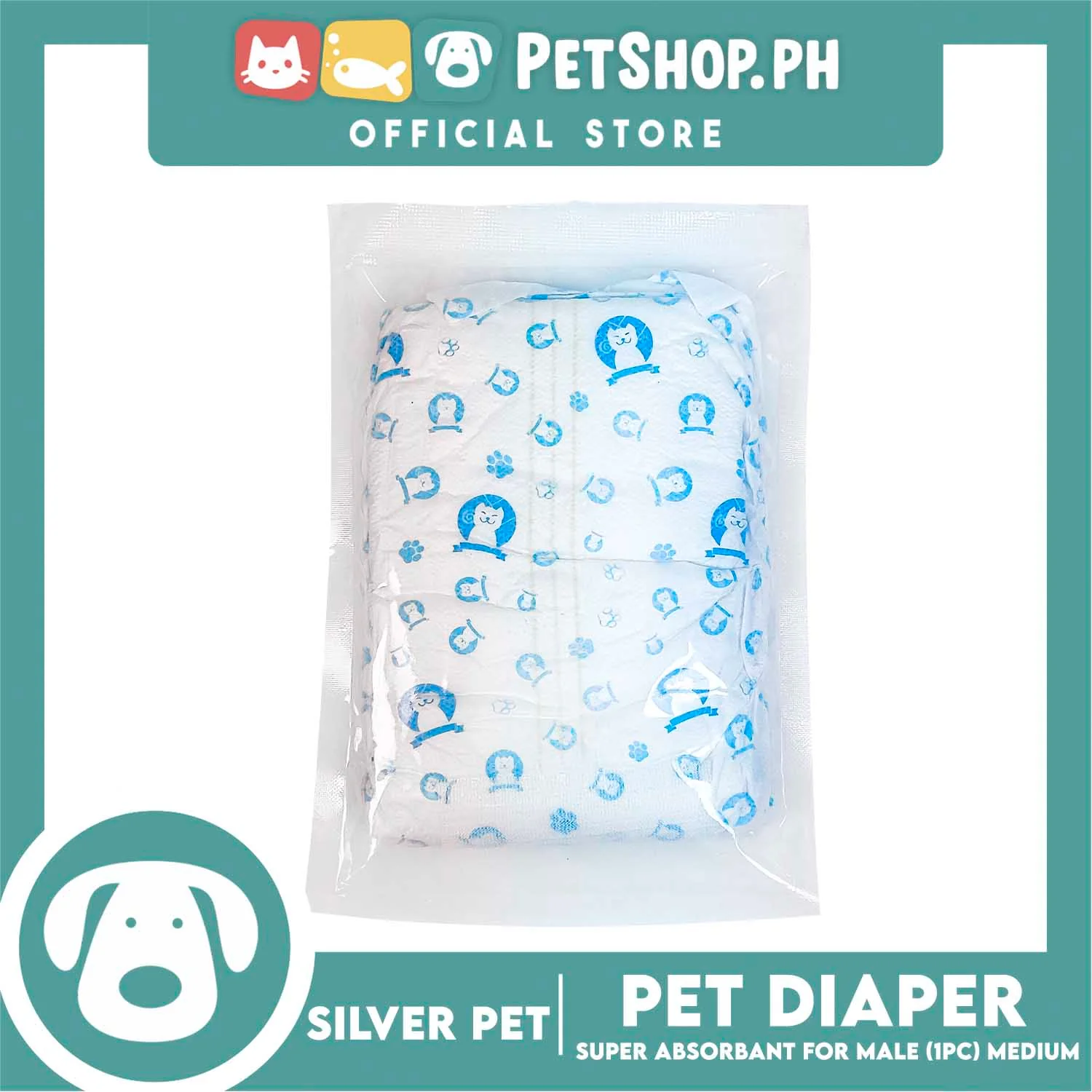 Silver Pet Super Absorbent Disposable Male Dog Wrap/ Diaper Medium - Image 2