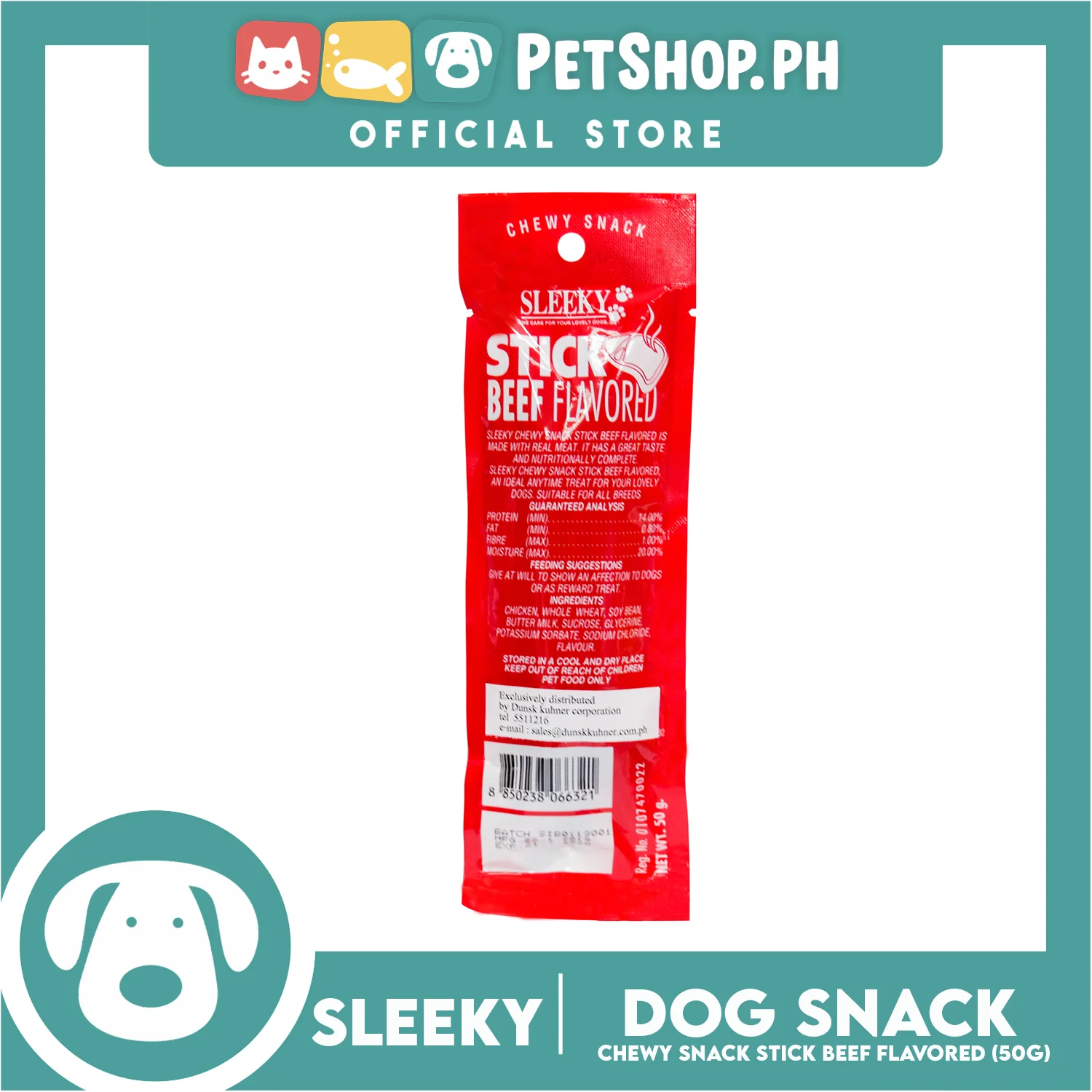 Sleeky Chewy Stick Beef Flavored 50g Dog Treats - Image 3