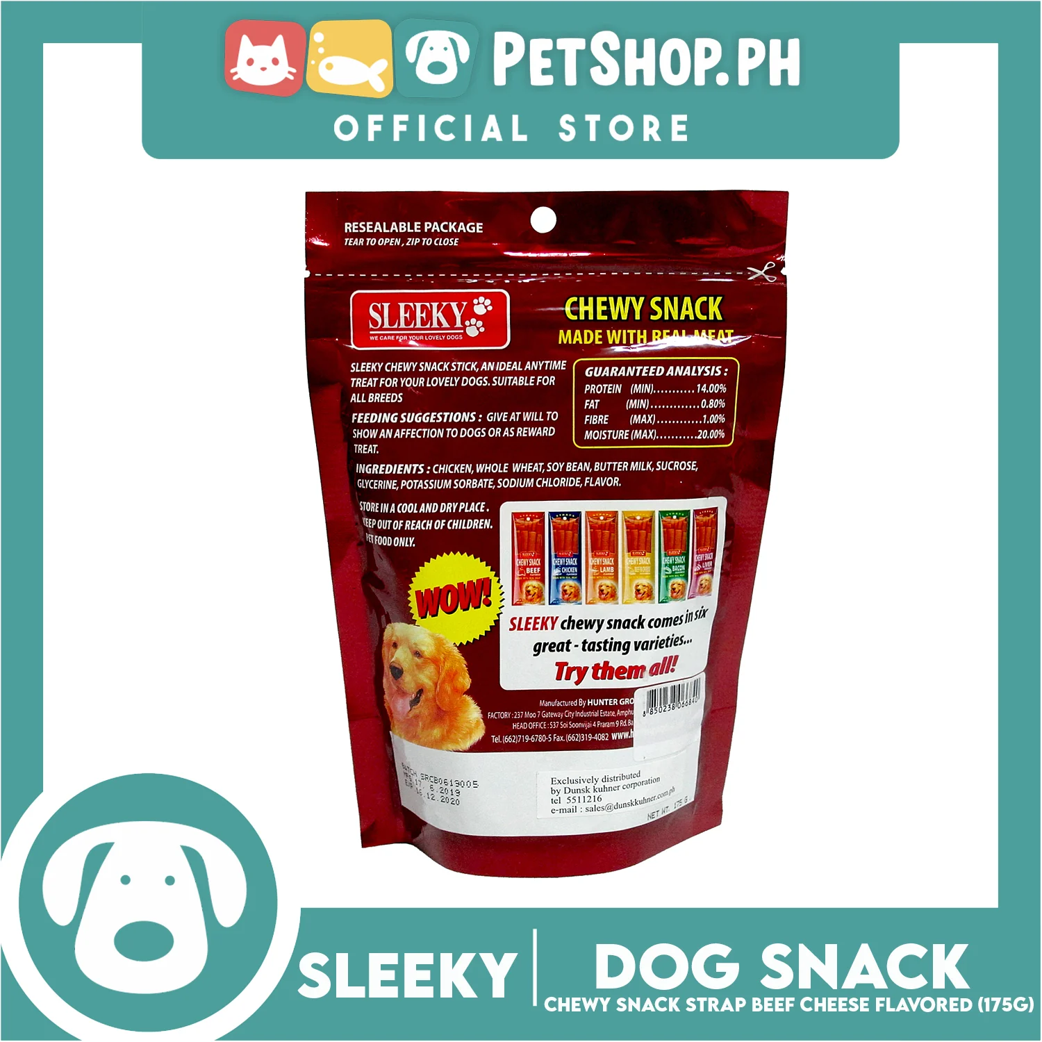 Sleeky Chewy Strap Beef and Cheese Flavored 175g Dog Treats - Image 3