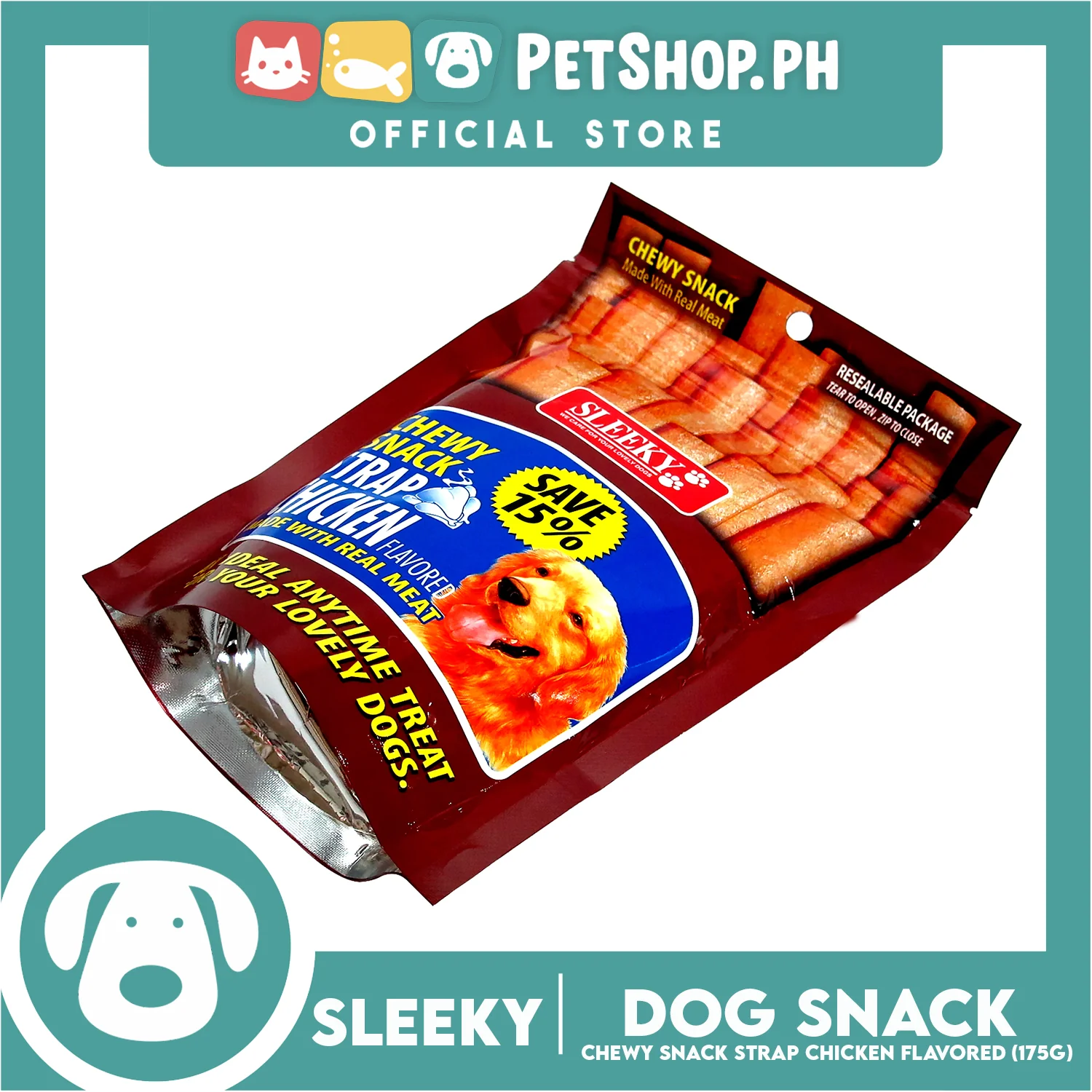 Sleeky Chewy Strap Chicken Flavored 175g Dog Treats - Image 2