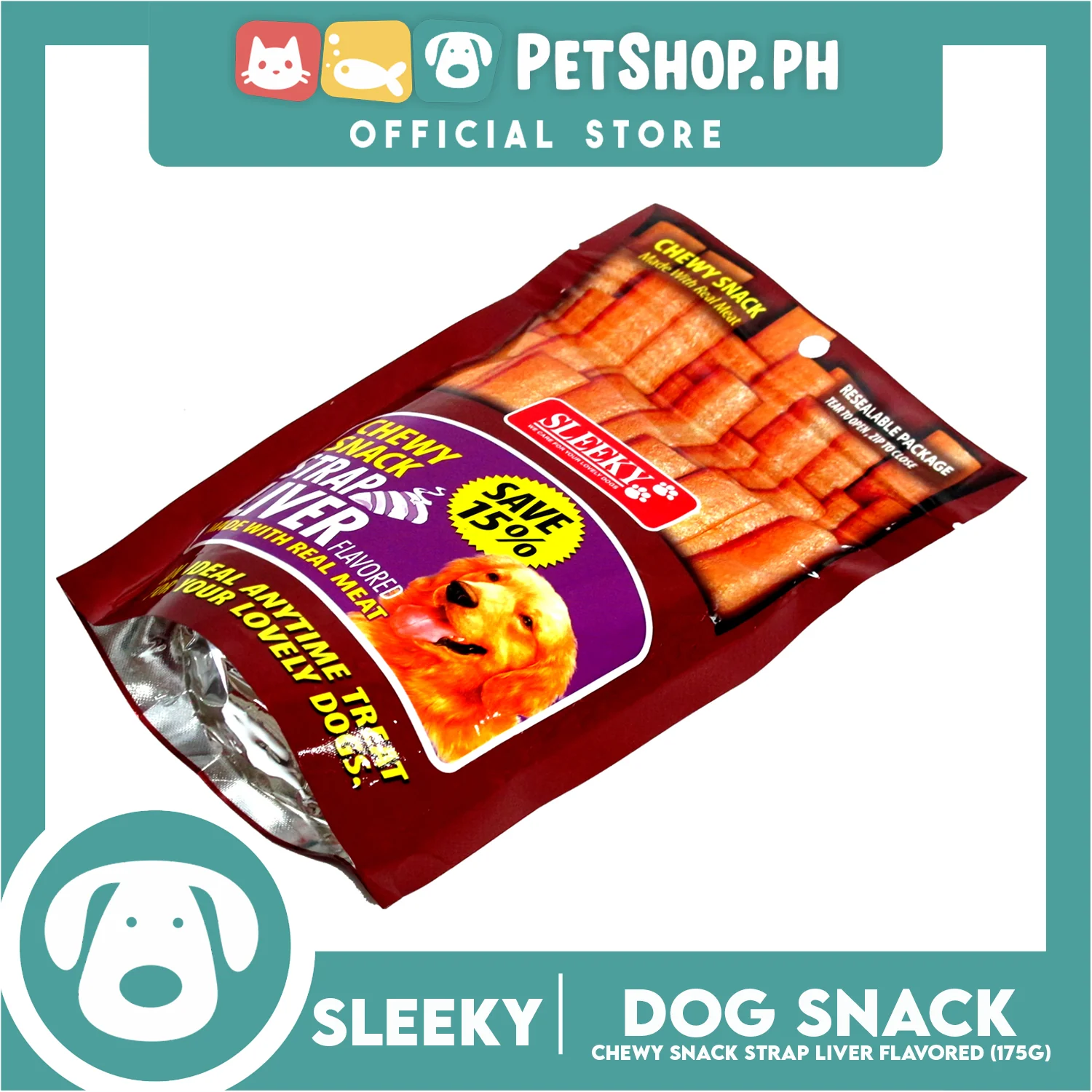 Sleeky Chewy Strap Liver Flavored 175g Dog Treats - Image 2