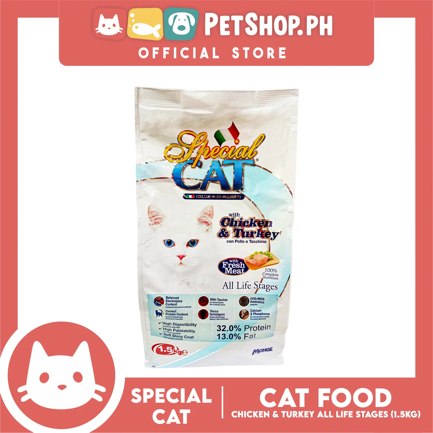 Special Cat All Life Stages Chicken and Turkey Dry Cat Food 1.5kg - Image 3