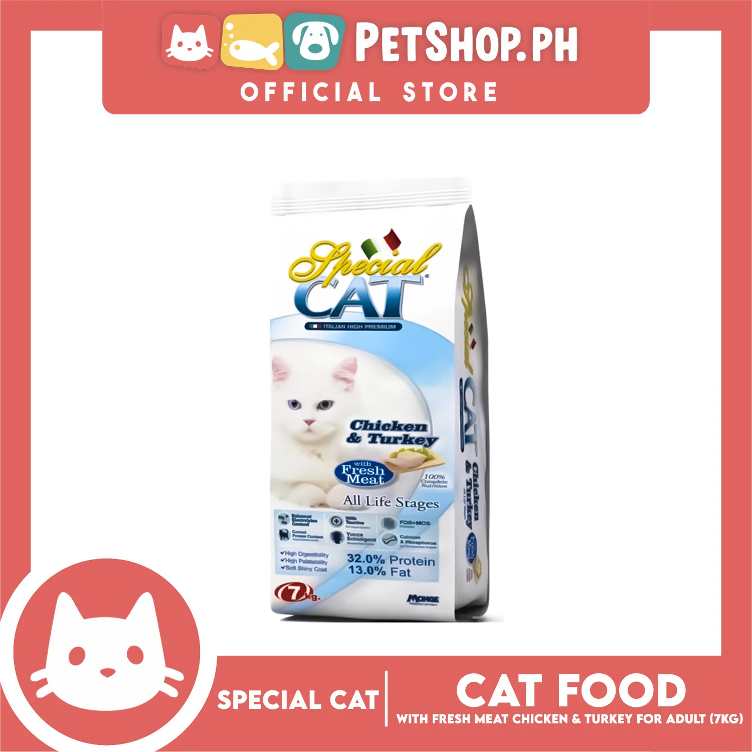 Special Cat All Life Stages Chicken and Turkey Dry Cat Food 7kg - Image 2