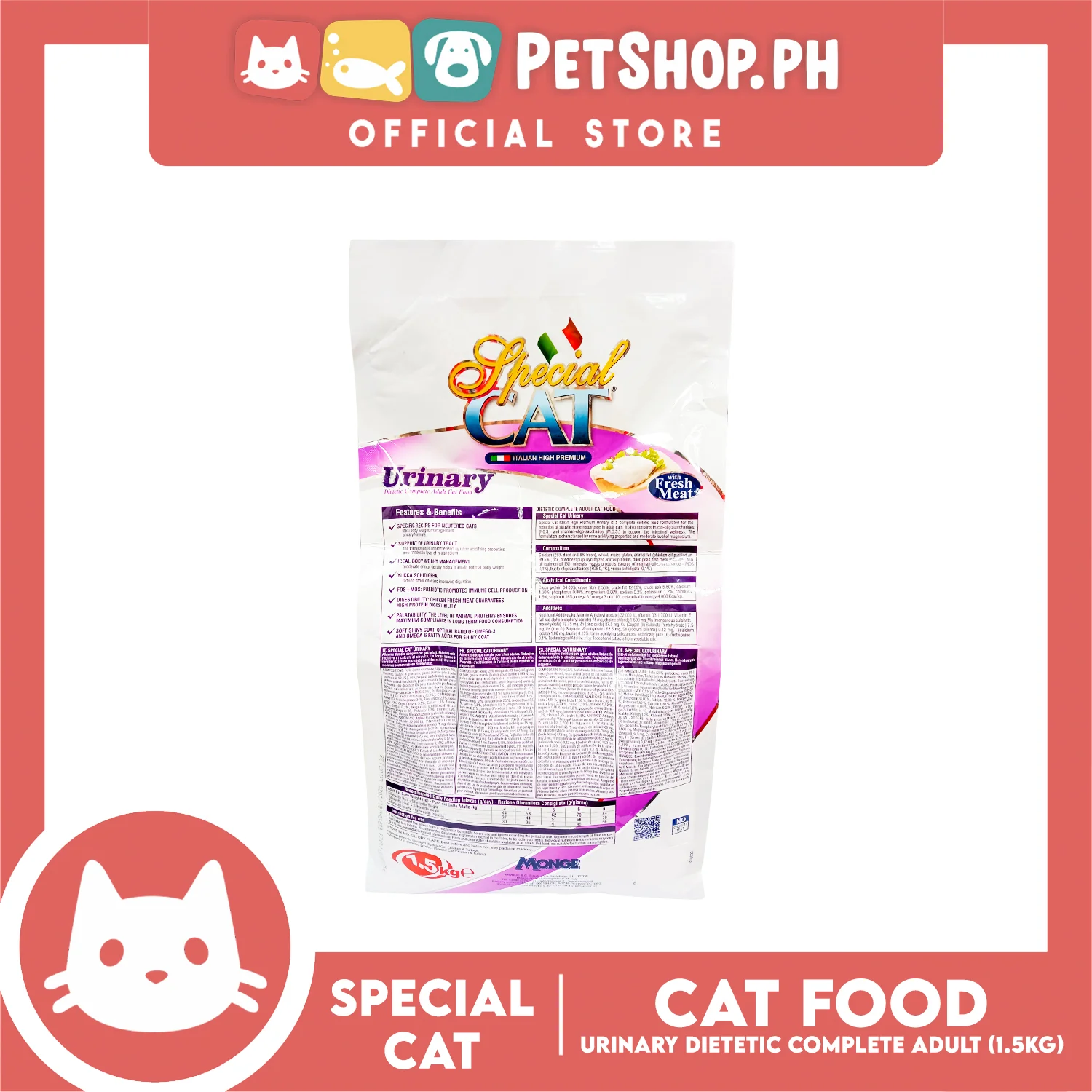 Special Cat Urinary Dietetic Complete Adult Dry Cat Food 1.5kg - Image 2