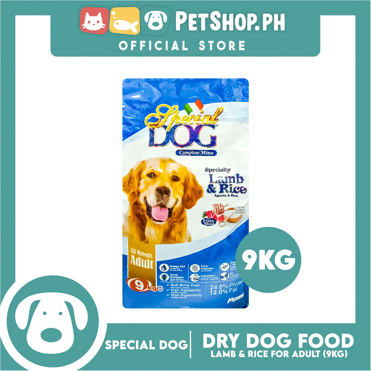 Special Dog Lamb and Rice with Fresh Meat for All Breeds Adult 9kg