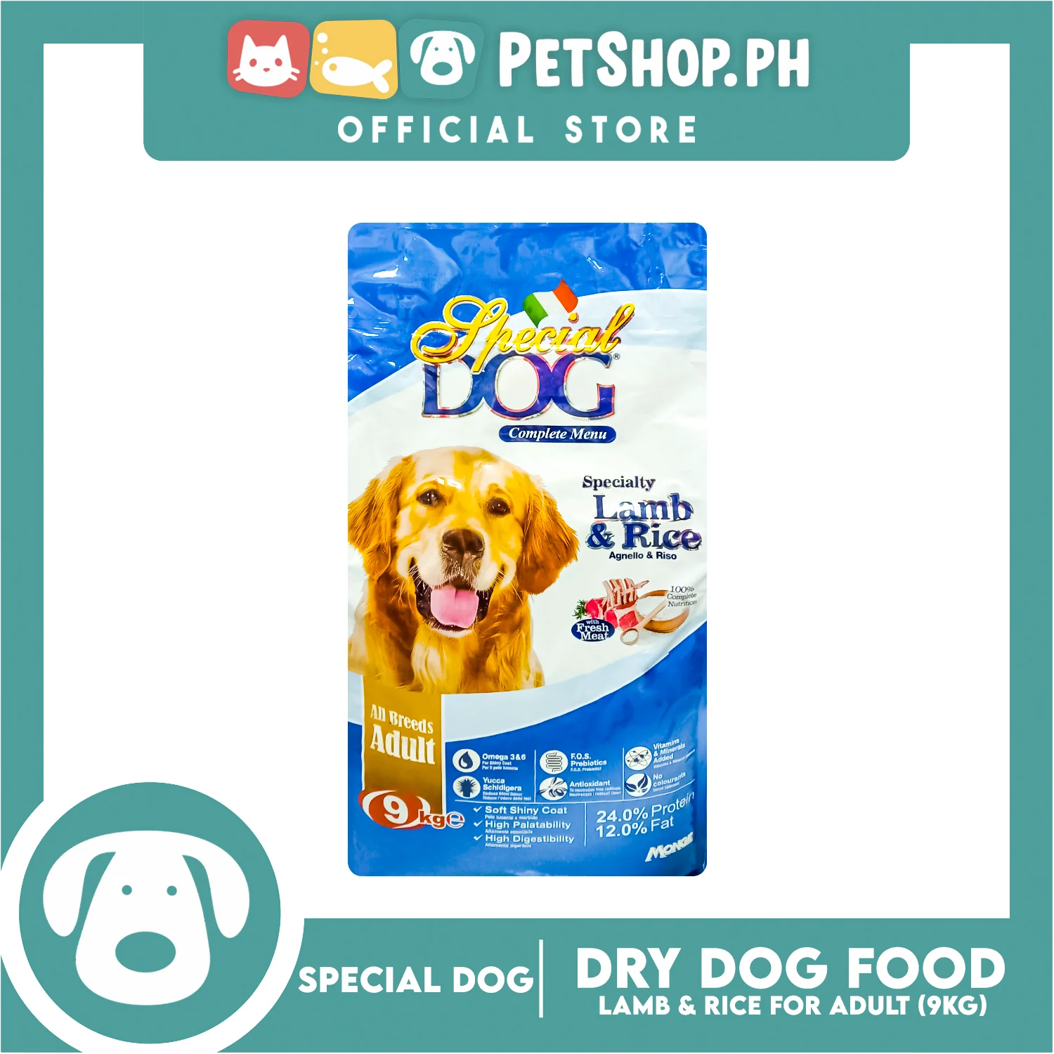 Special Dog Lamb and Rice with Fresh Meat for All Breeds Adult 9kg - Image 2